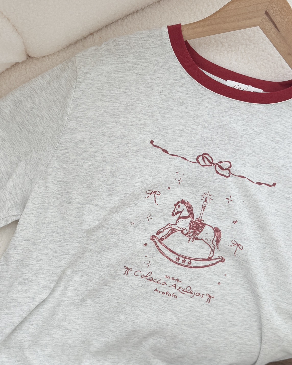 法朵Fado shop｜可愛木馬撞色短T0215006 三色