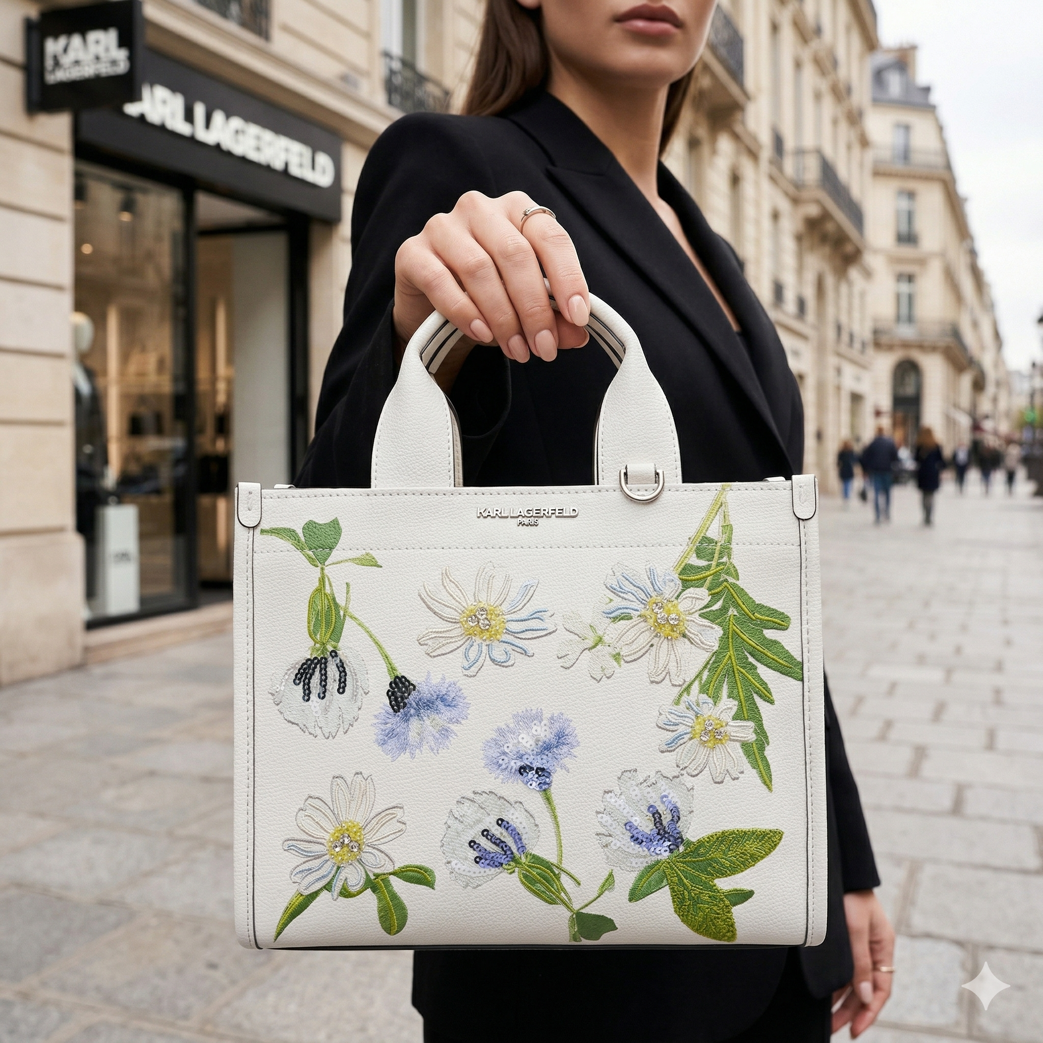 【預購】Karl Lagerfeld H040402  花卉立體刺繡手袋
