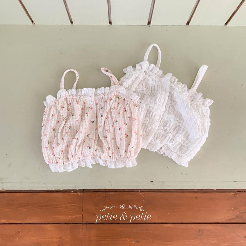 正韓夏Petitpetit 兩色蕾絲拼接疊穿罩衫