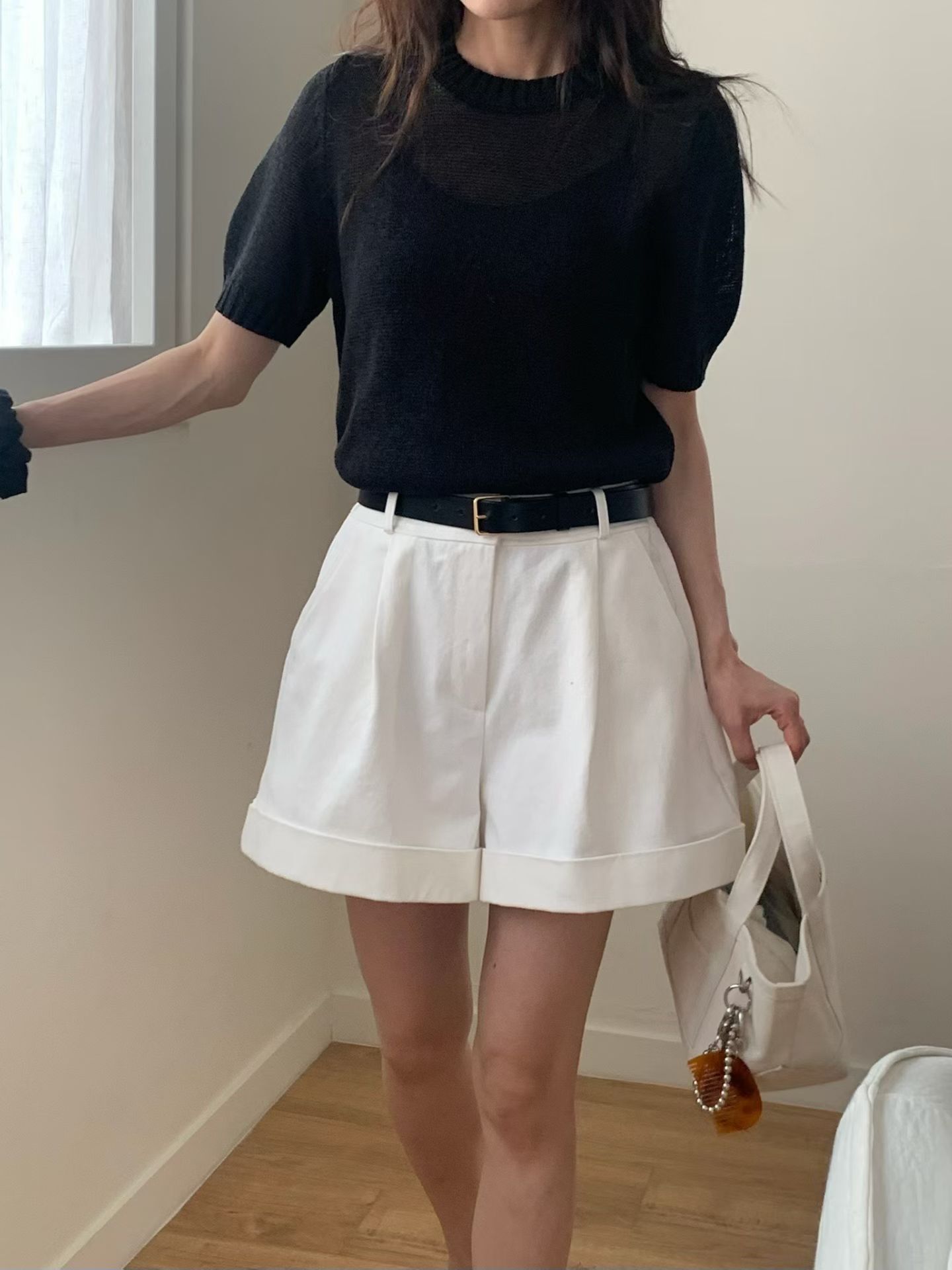 Classic roll elastic short pants