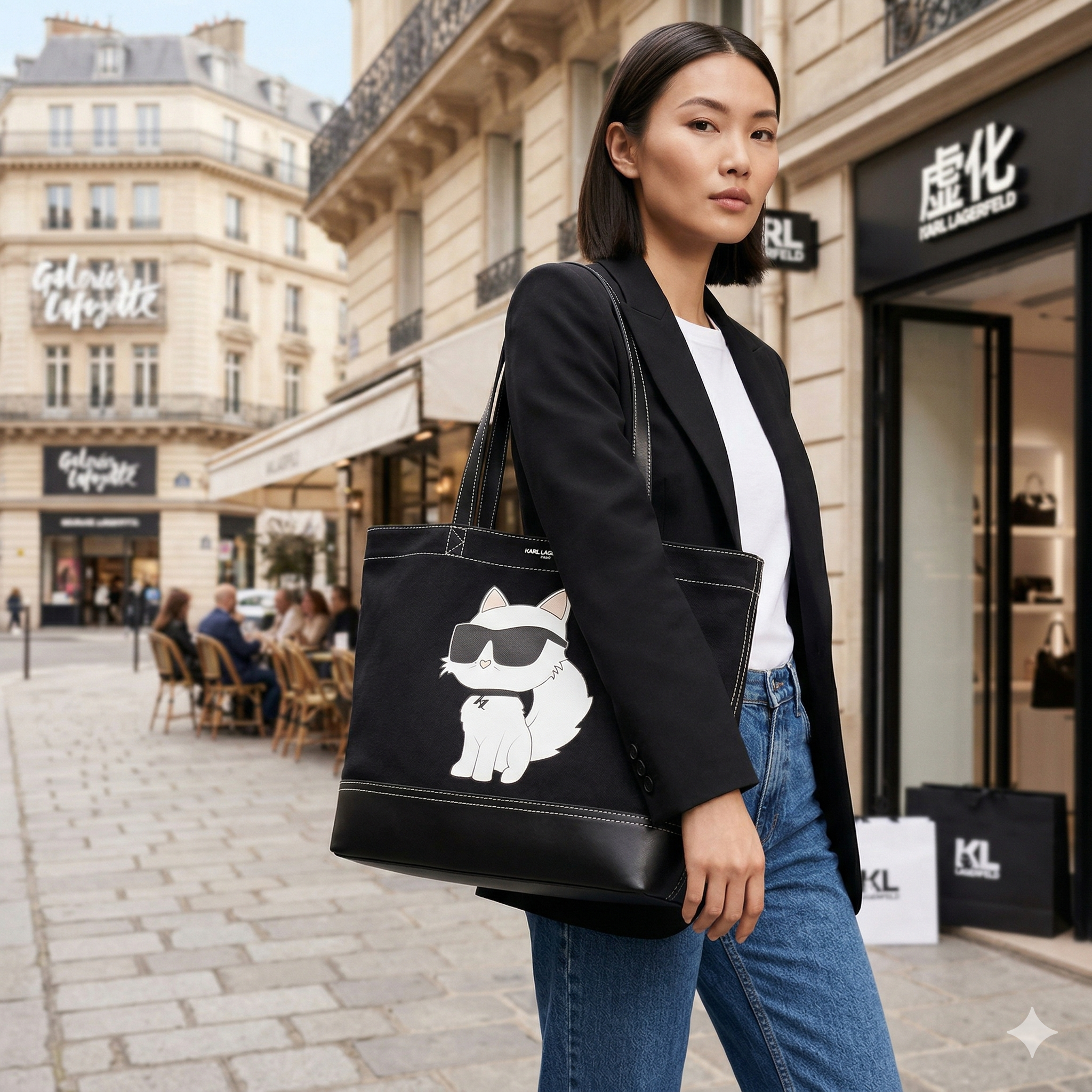 【預購】Karl Lagerfeld H040403  貓咪帆布托特包