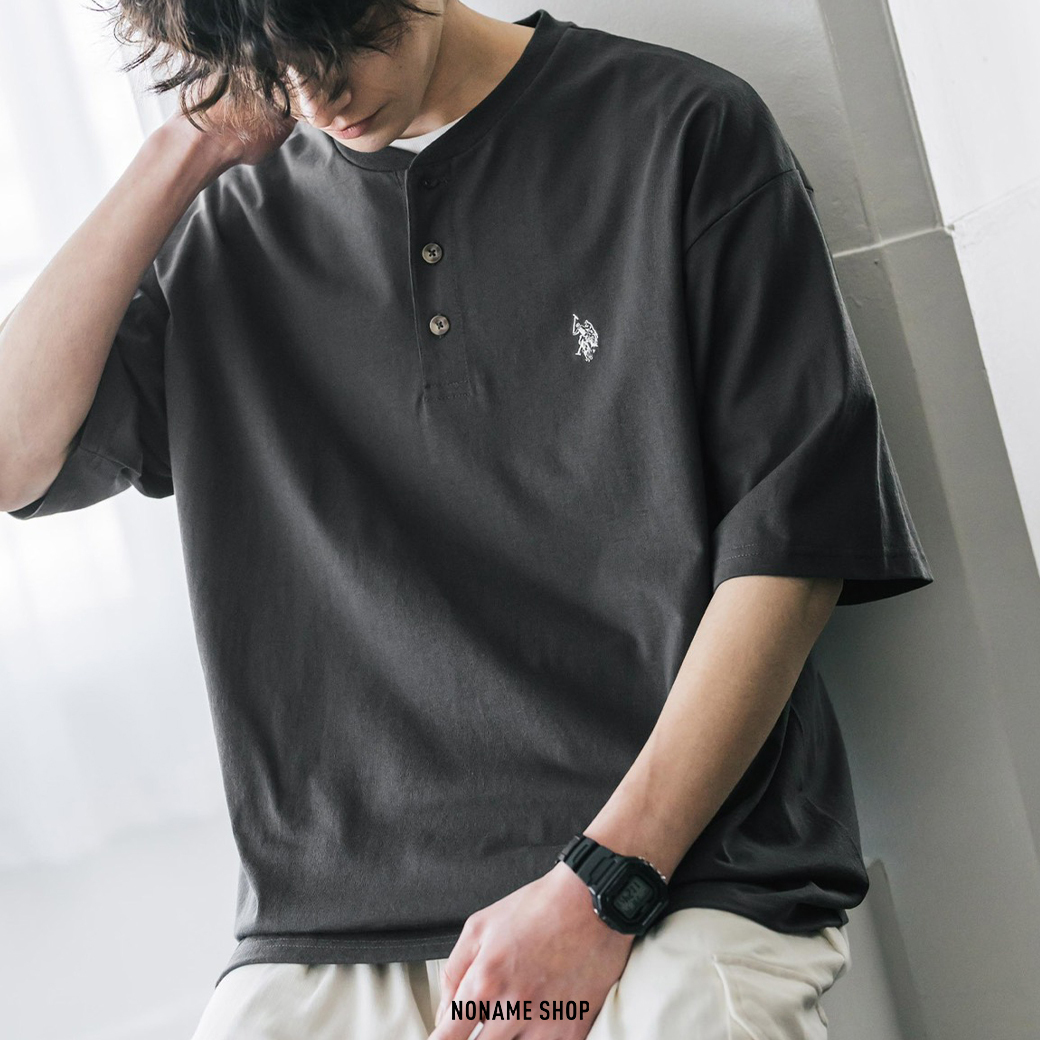 U.S. POLO ASSN. 半開襟 排扣 亨利 短T 七色 (男款)