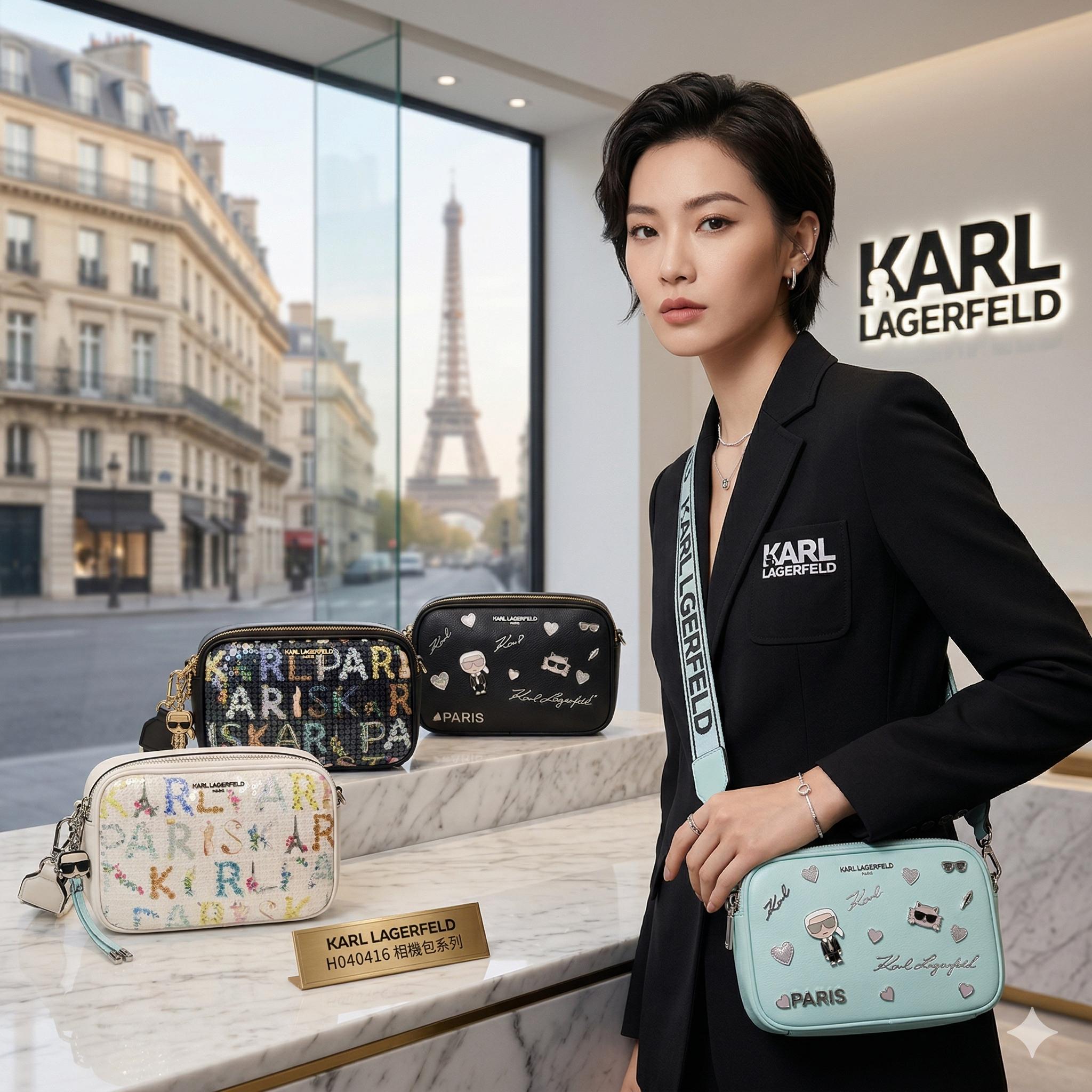 【預購】Karl Lagerfeld H040416 印花相機包