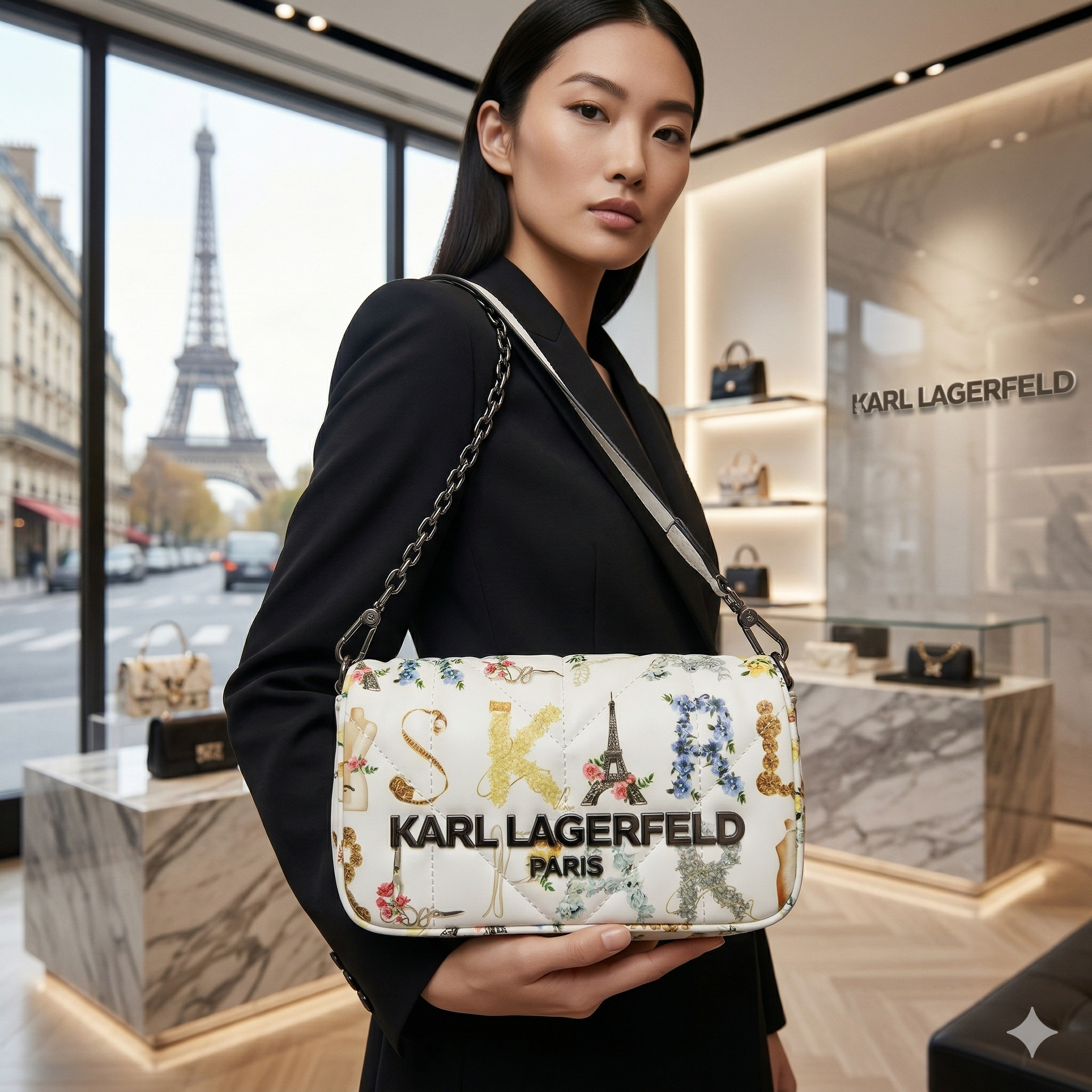 【預購】Karl Lagerfeld H040420 印花翻蓋包