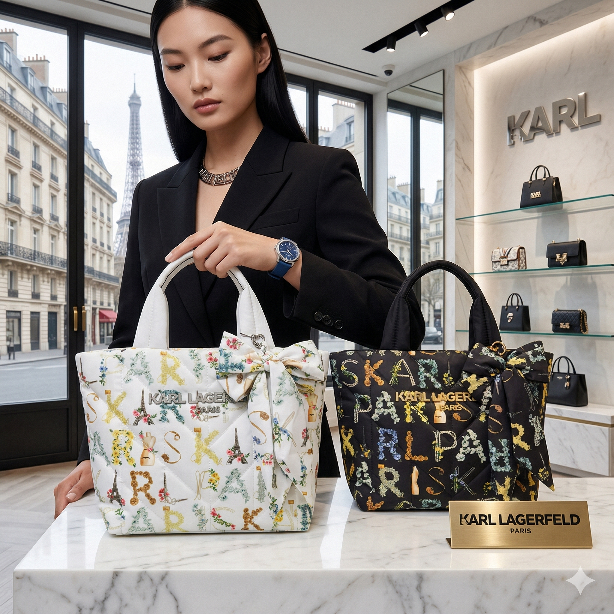 【預購】Karl Lagerfeld H040422 印花手提包