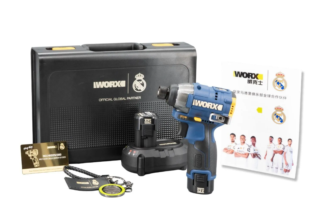 "WORX" 威克士無刷智能起子機 (鋰12V) (2.0Ah電x2+1.5A充電器) (皇馬特別版)-[WU132XR]