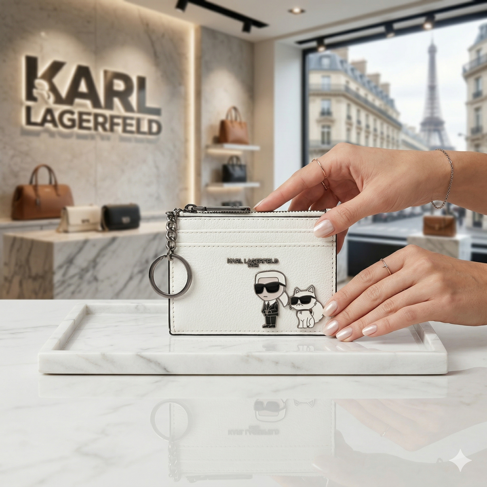 【預購】Karl Lagerfeld H040429 拉鍊卡夾鑰匙包