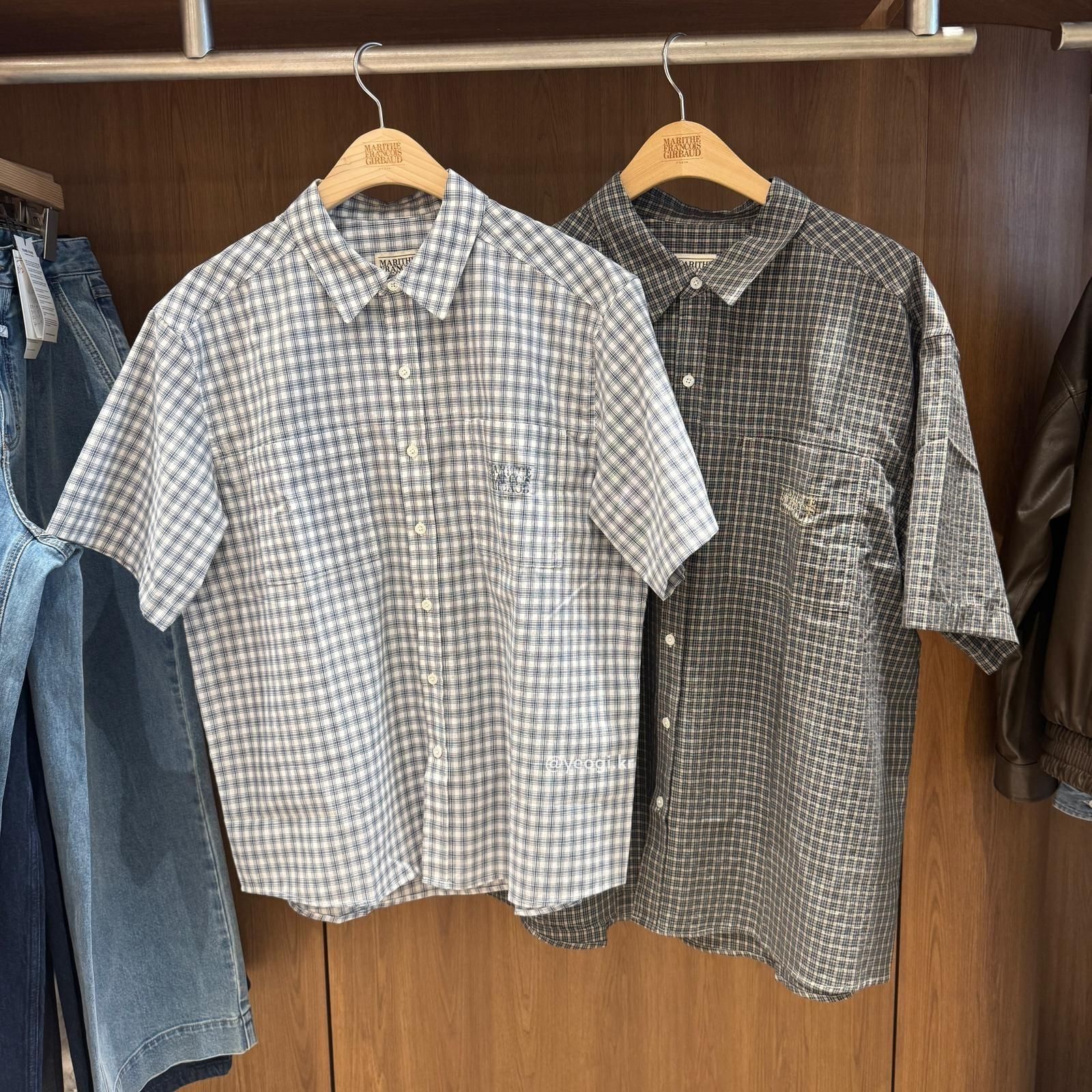 [11/4前入code每件最高可再-$20] MARITHE FRANCOIS GIRBAUD (MFG)｜M CHECK HALF SLEEVE SHIRT [2 colors]
