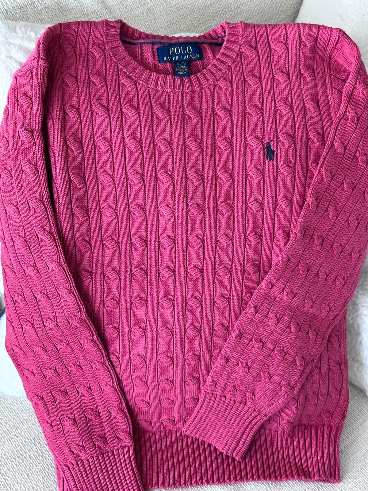 RY18 Polo RL 男童 紅色針織衫  (全棉) (L=約 胸36", 長22.5")