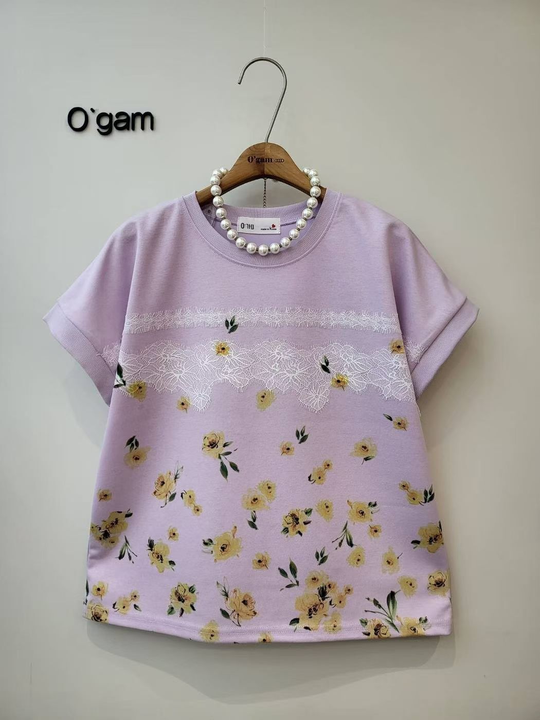 韓國碎花拼Lace top ~156C