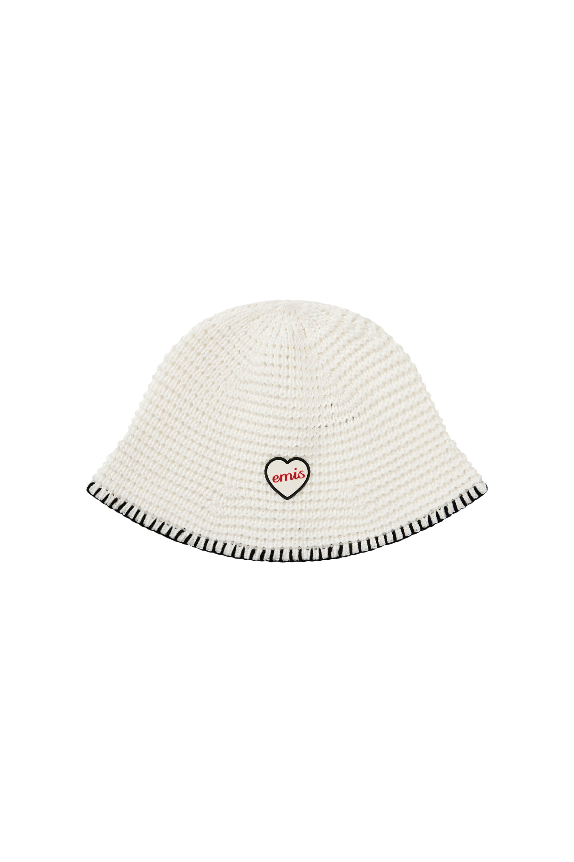 EMIS HEART RUBBER PATCH KNIT BUCKET HAT