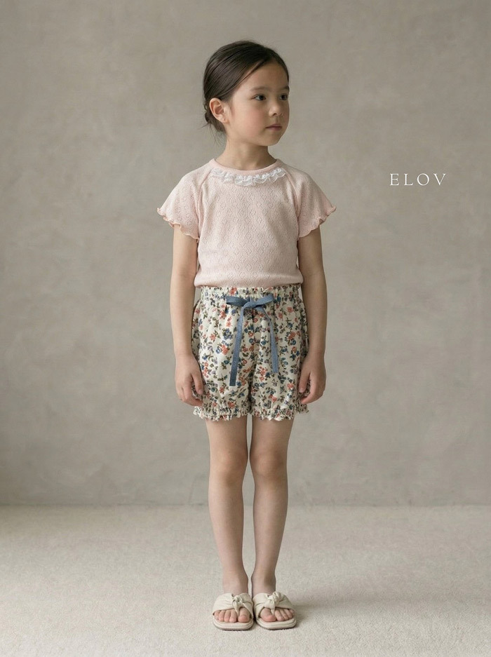 正韓夏Monpetitbebe 小童蝴蝶結綁帶碎花短褲