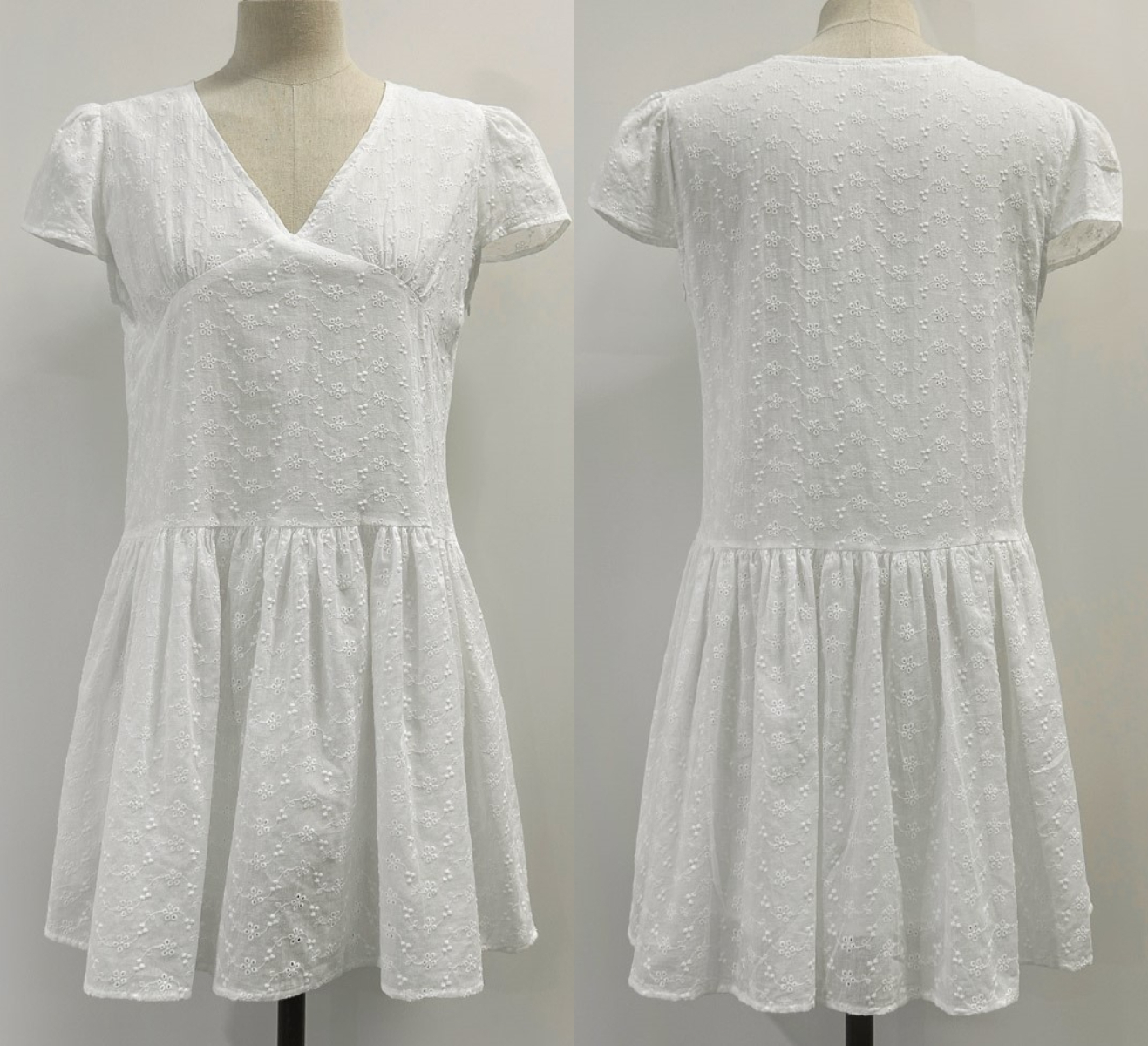 韓國grace muse授權 春日洋溢花朵刺繡V領小澎袖洋裝