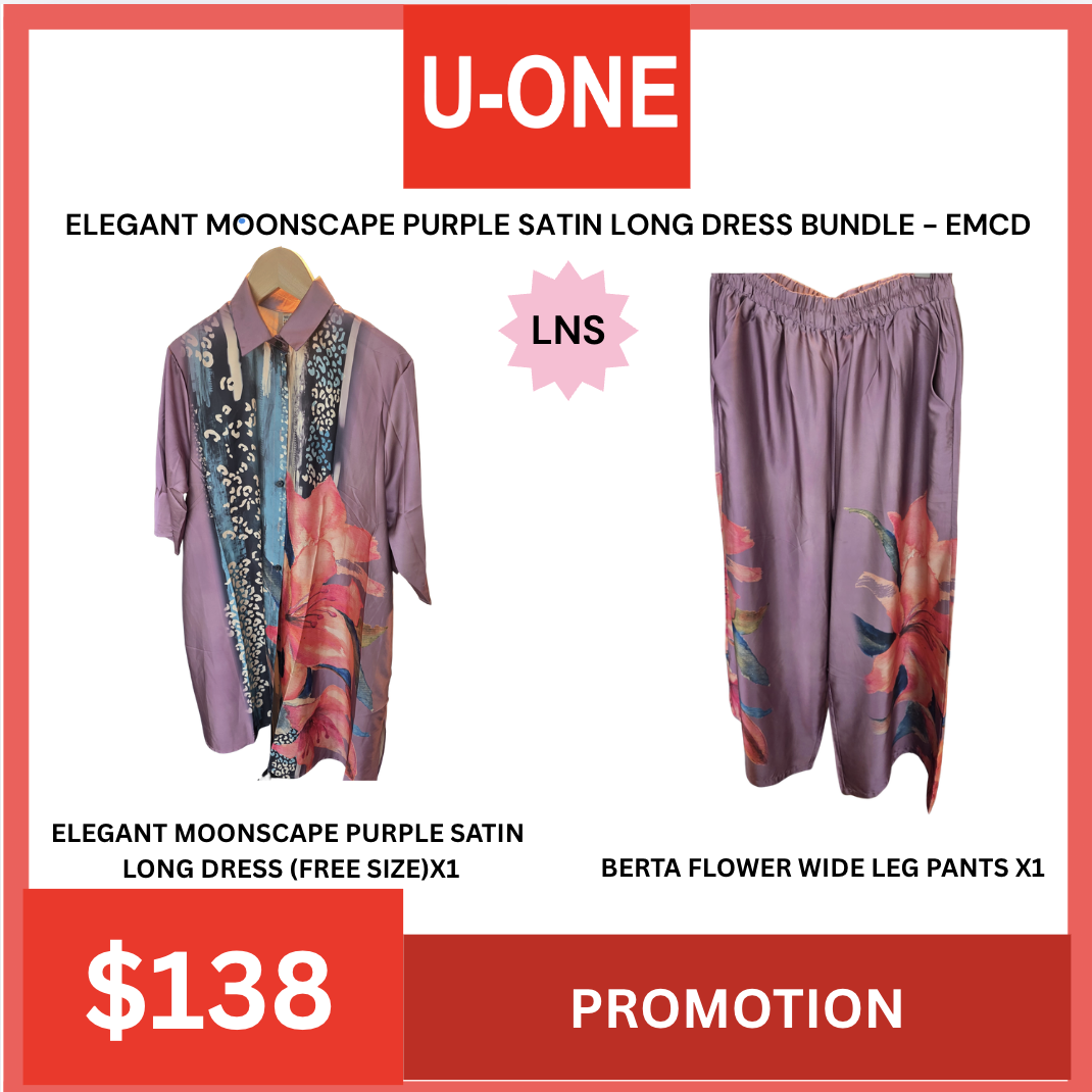 ELEGANT MOONSCAPE PURPLE SATIN LONG DRESS BUNDLE - EMCD