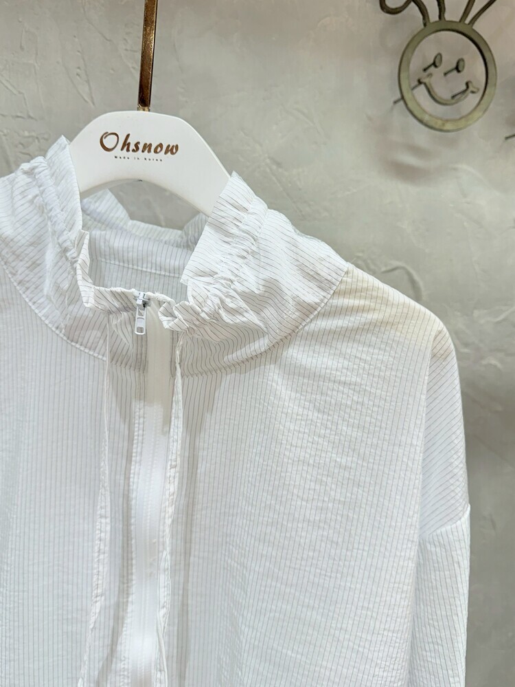 細直條拉鍊抽繩外套