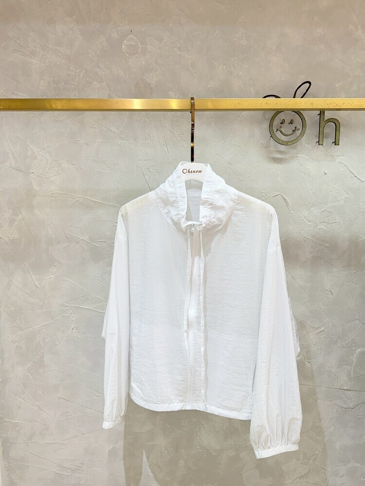 細直條拉鍊抽繩外套