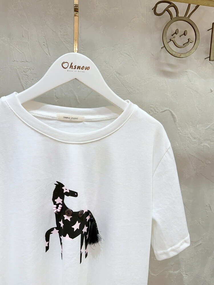 粉星小馬流蘇上衣