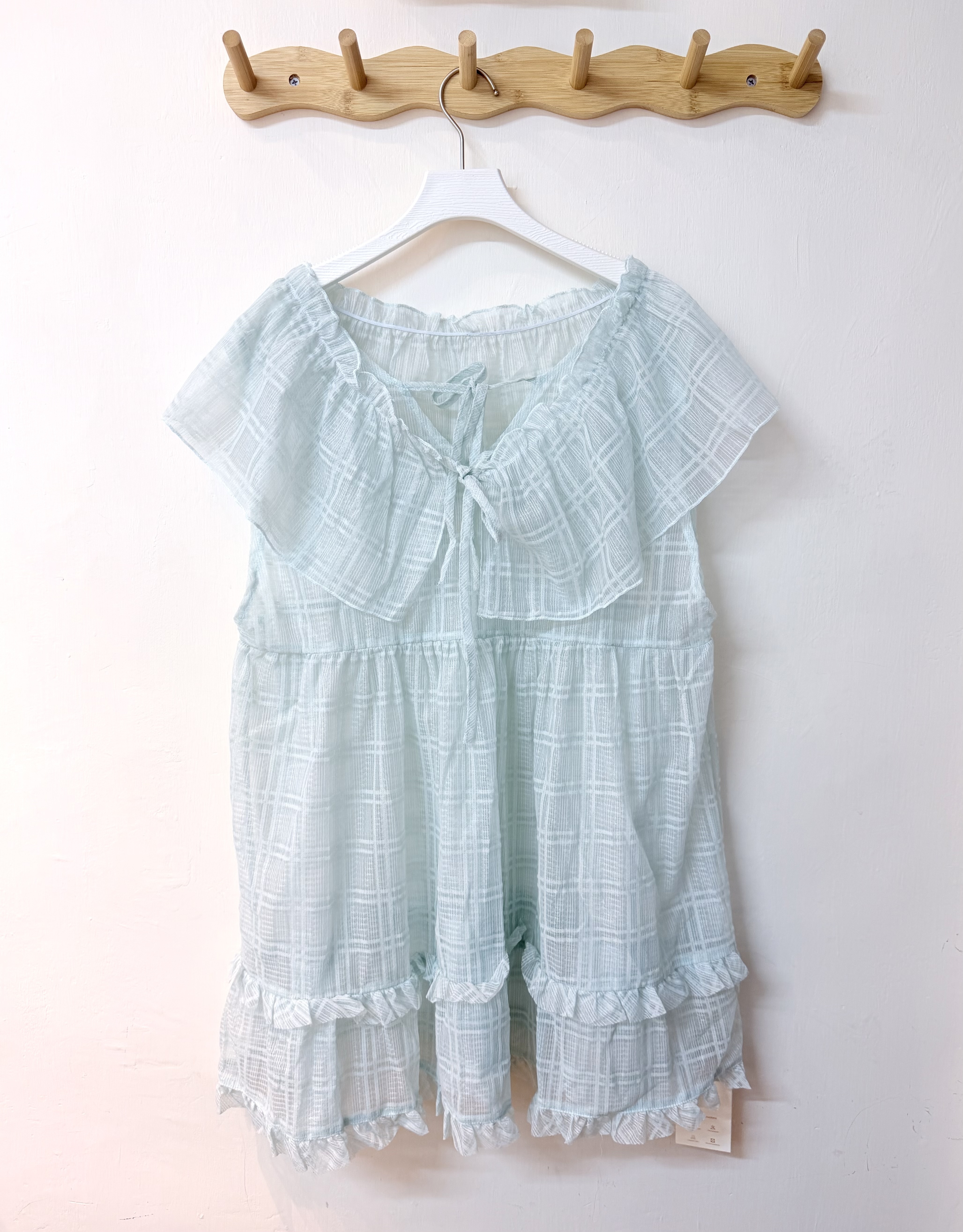 薄荷剔透格紋Ruffle Vest🍃