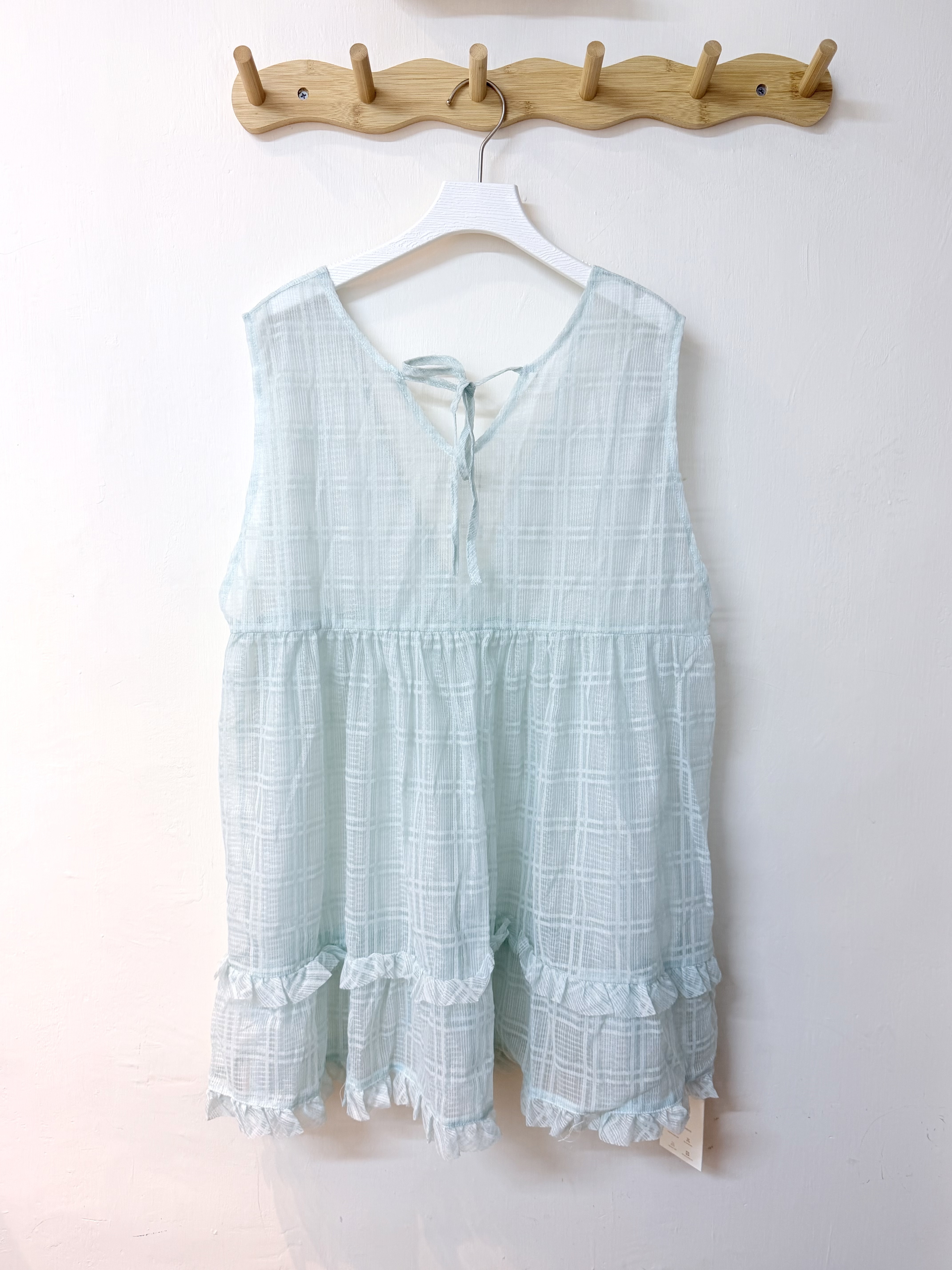 薄荷剔透格紋Ruffle Vest🍃