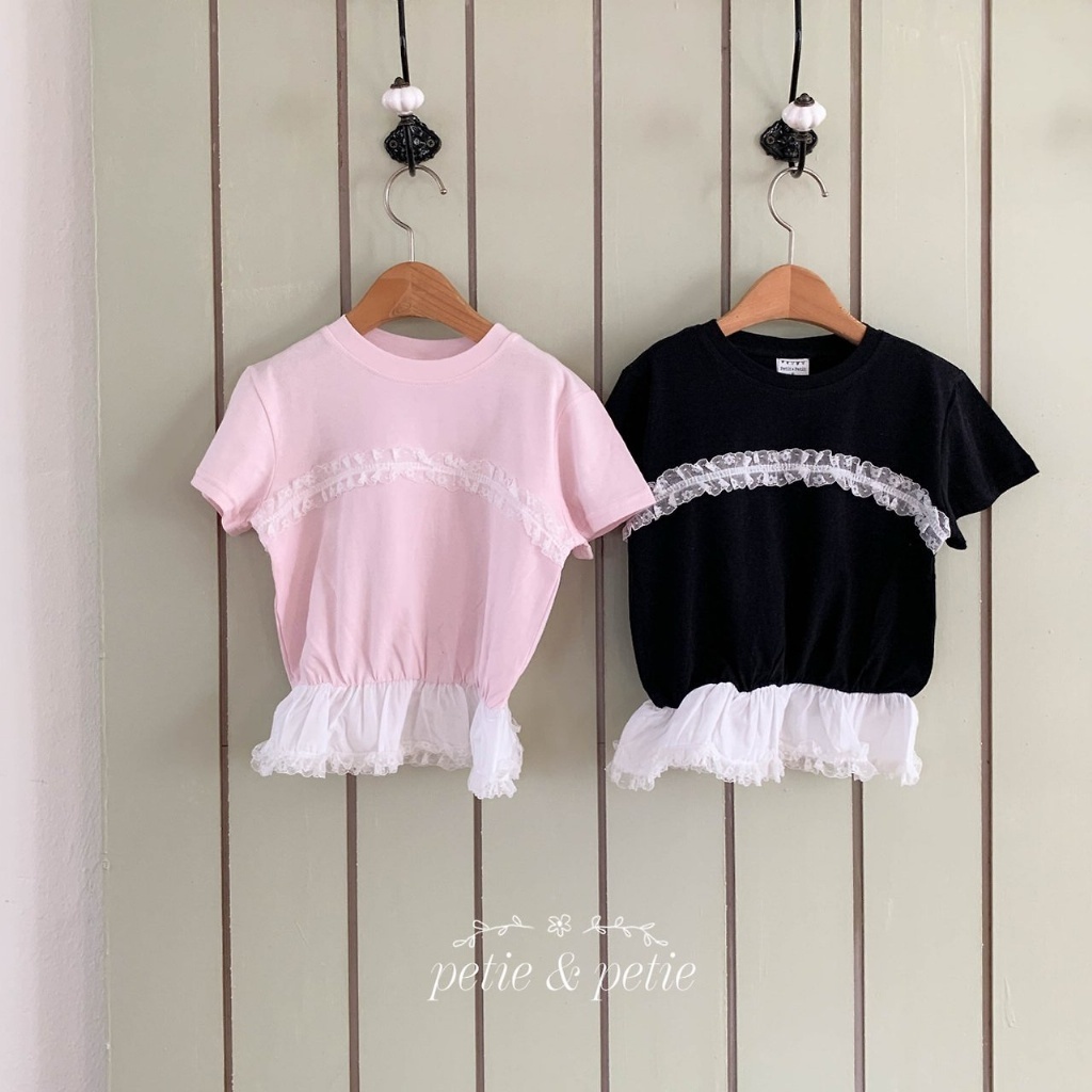 正韓夏Petitpetit 兩色蕾絲拼接上衣
