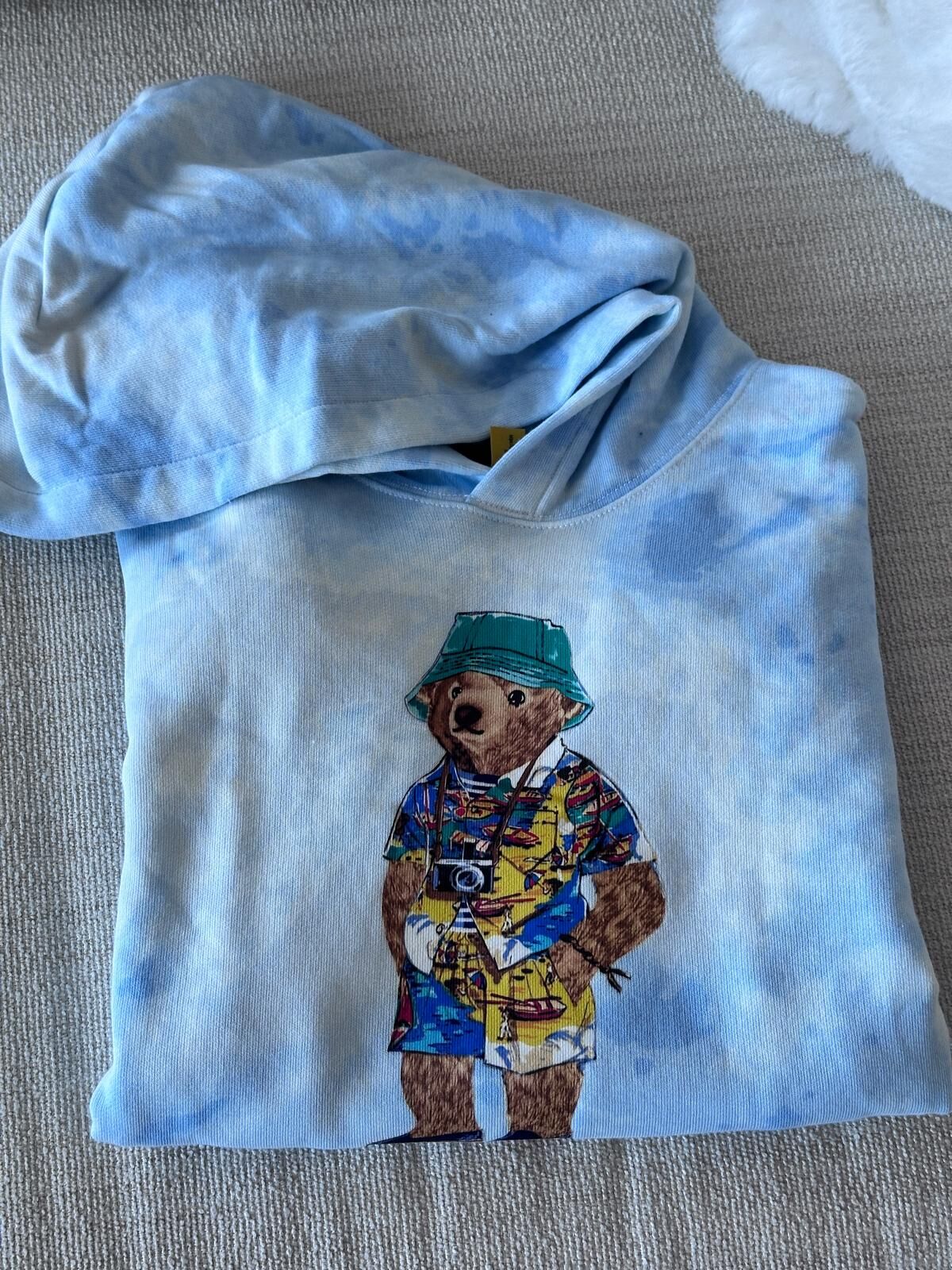 RY22 Polo RL 男童 淺藍色色有帽插袋衛衣 (旅行相機熊仔)