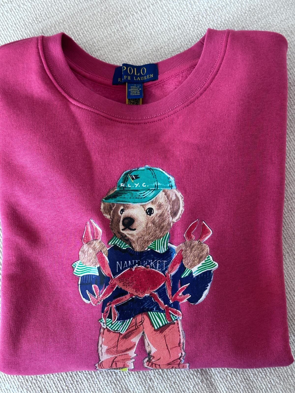 RY23 Polo RL 男童 紅色圓領衛衣 (長腳蟹熊仔) (L=約 胸40", 長 25")