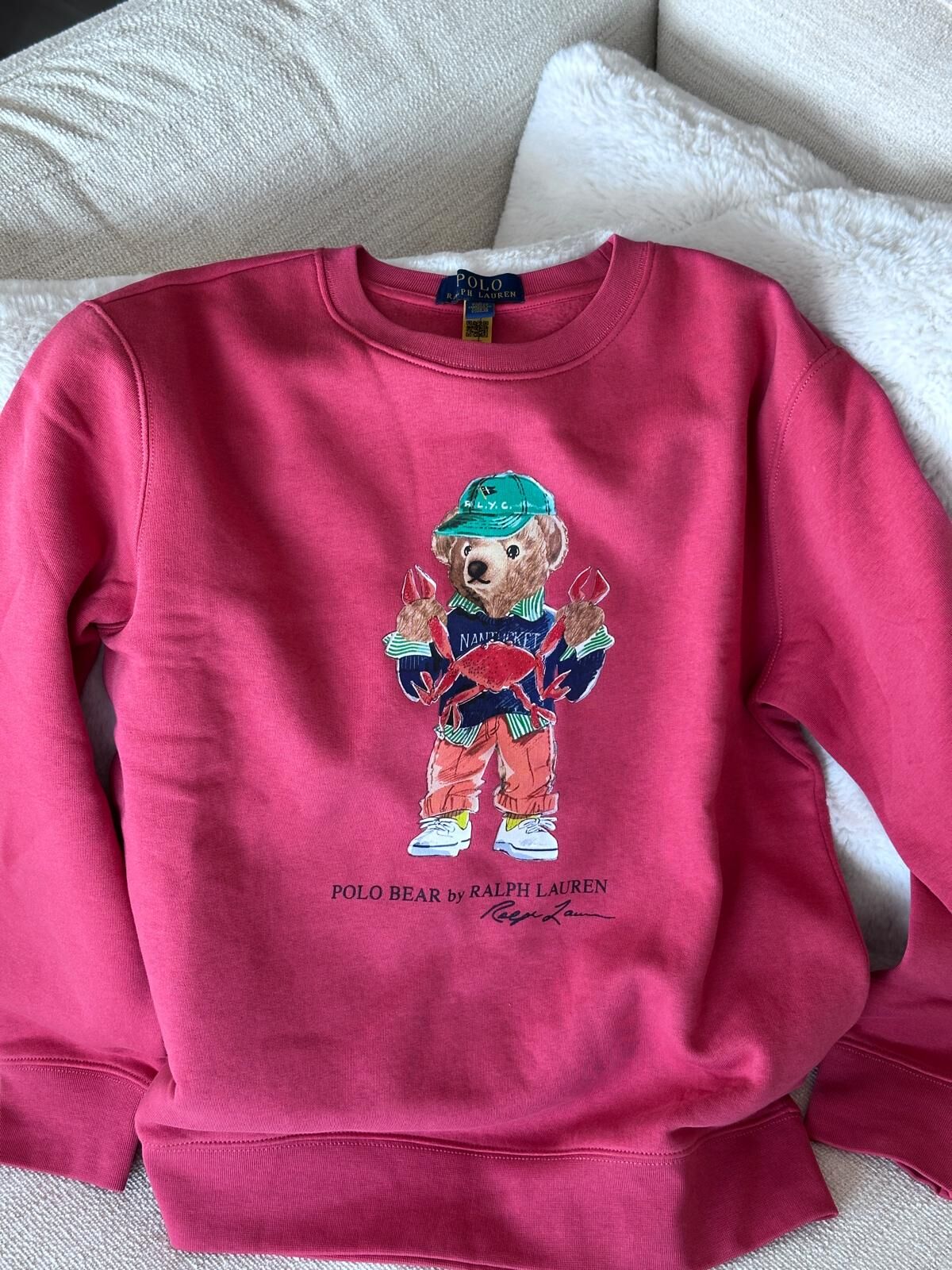 RY23 Polo RL 男童 紅色圓領衛衣 (長腳蟹熊仔) (L=約 胸40", 長 25")