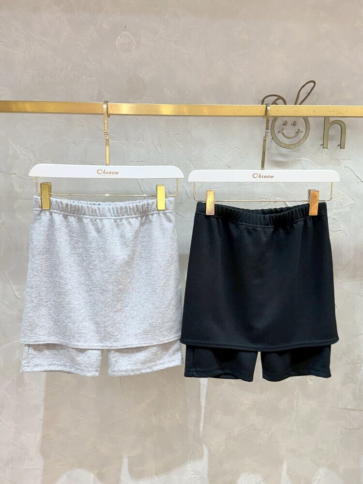 假兩件素色百搭短褲裙