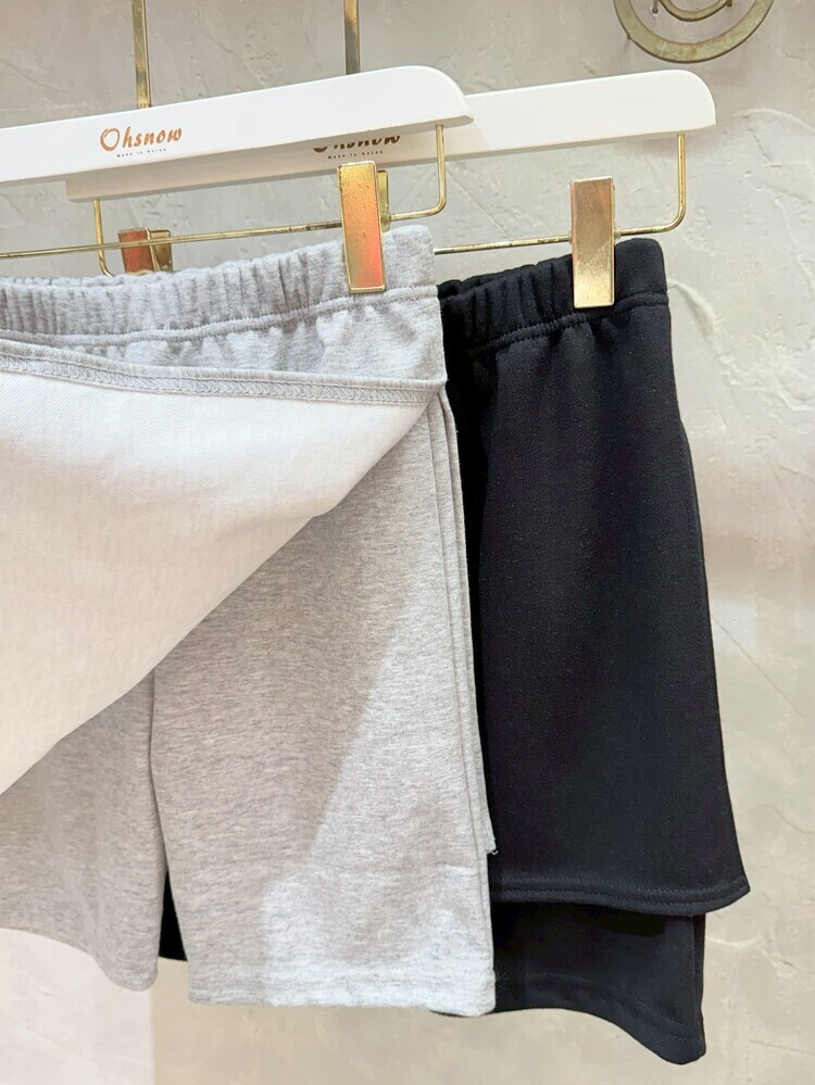 假兩件素色百搭短褲裙