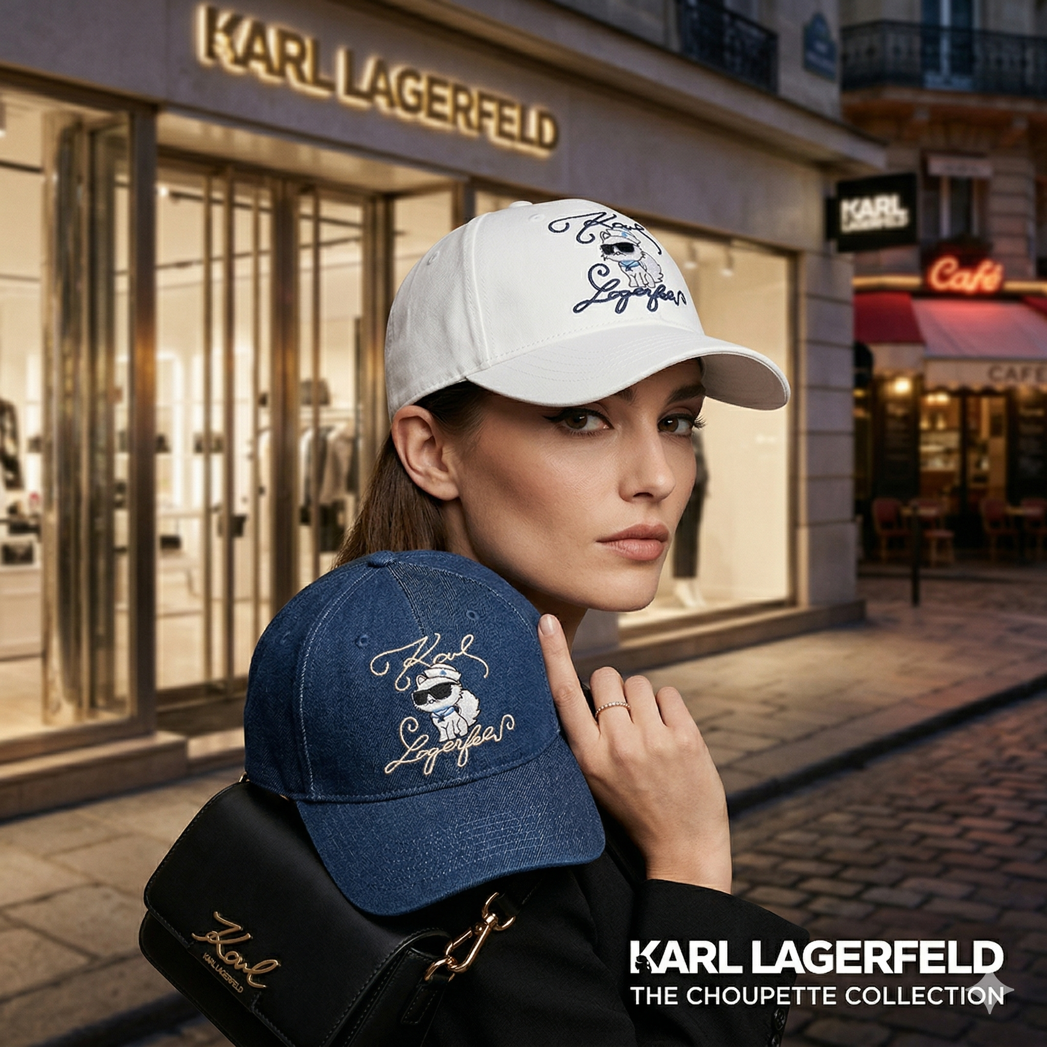 【預購】Karl Lagerfeld H040401 貓咪刺繡棒球帽