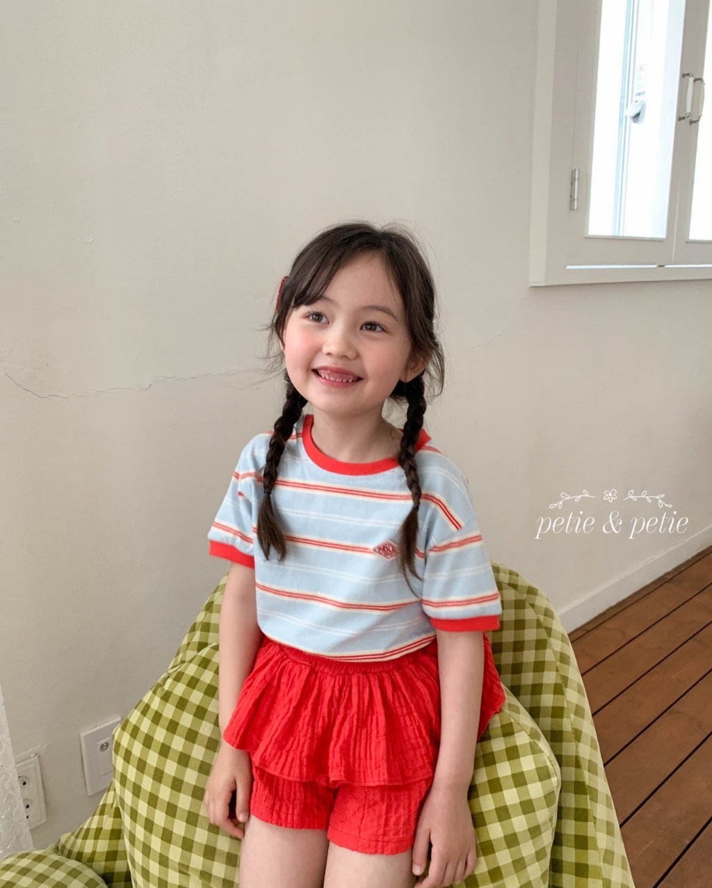 正韓夏Petitpetit 兩色小標條紋上衣