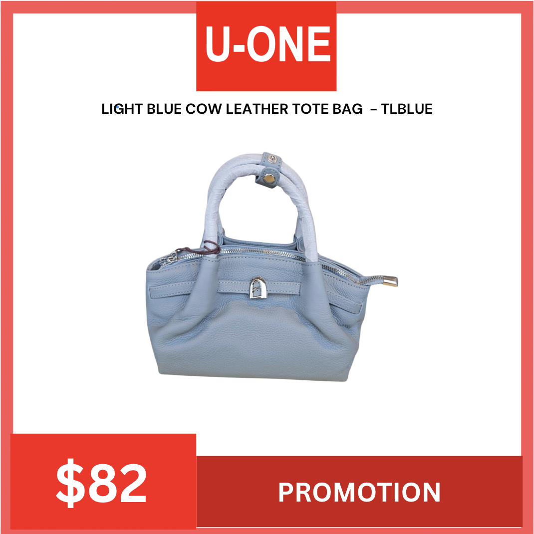 LIGHT BLUE COW LEATHER TOTE BAG  - TLBLUE