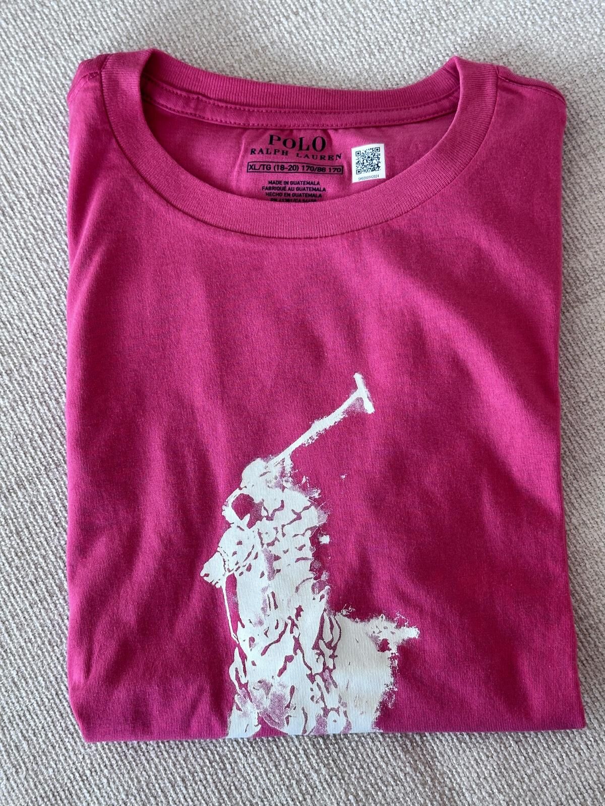 RY30 Polo RL 男童  白色大馬仔logo潑墨紅色短袖衫