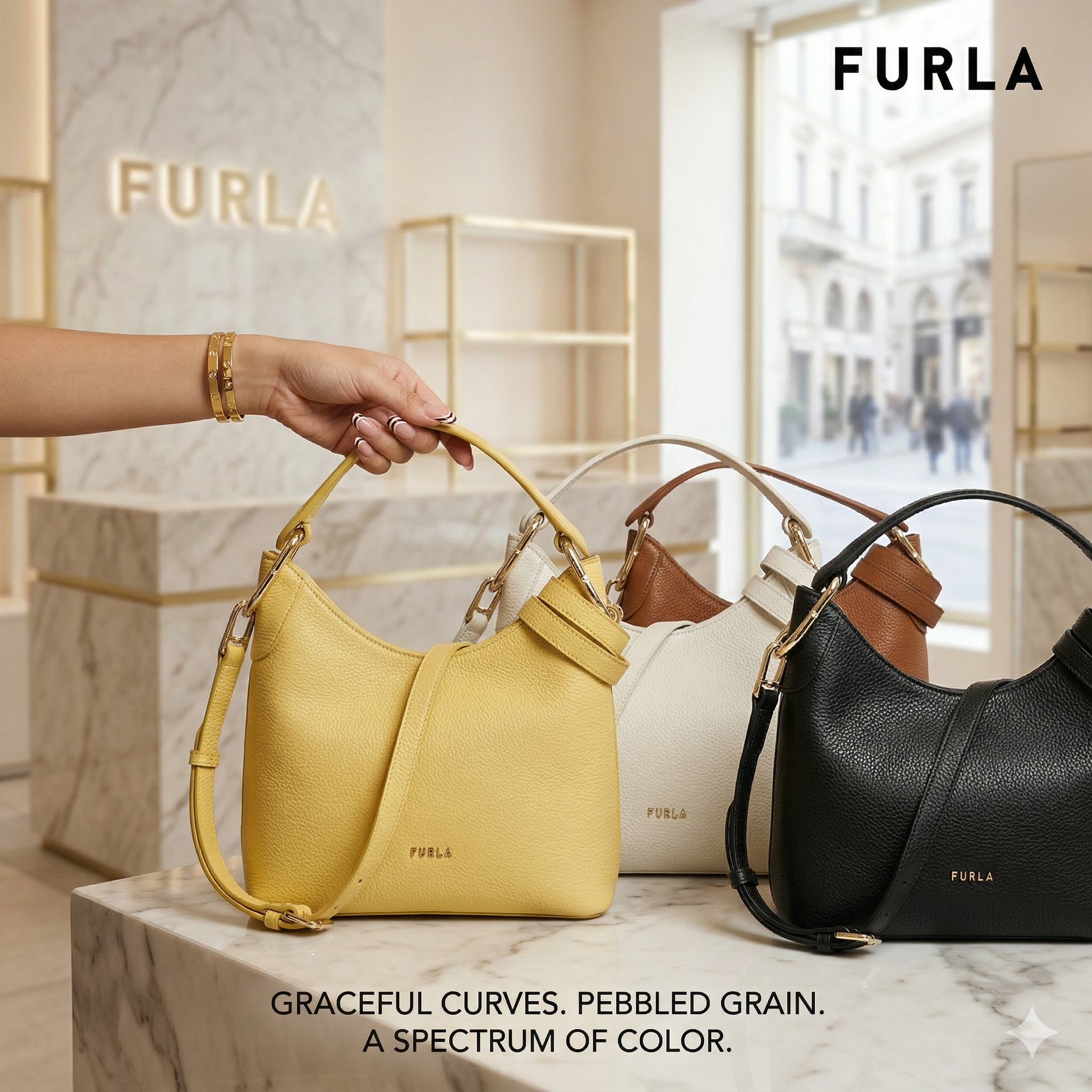 【預購】FURLA H040468 荔枝紋牛皮手提斜背包