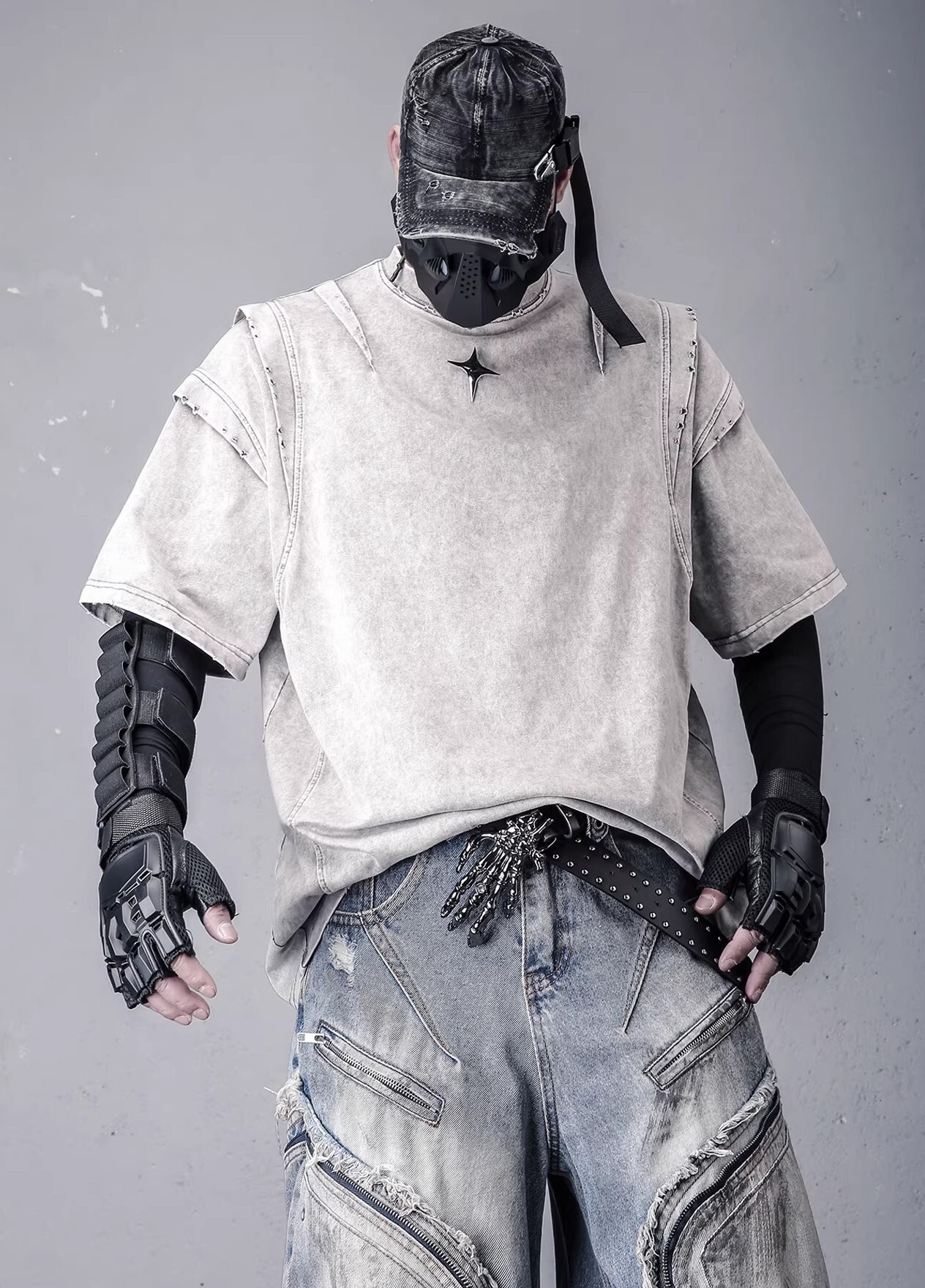 𝙏𝙀𝘾𝙃𝙒𝙀𝘼𝙍 機械解構水洗做舊重磅半袖