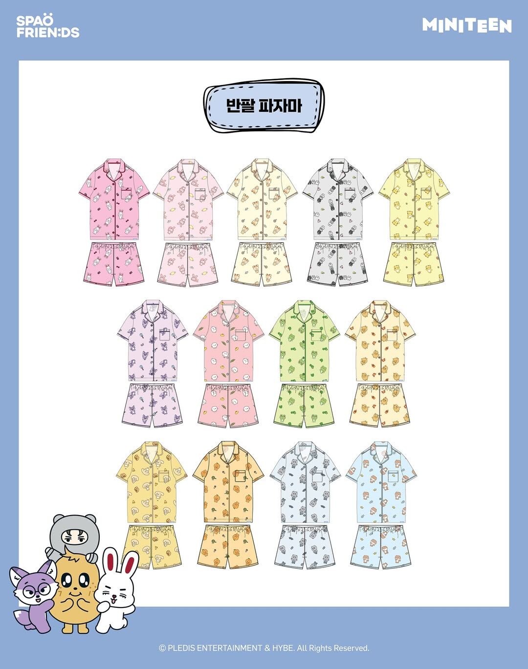 SPAO｜SPAO x MINITEEN 短袖睡衣 [13 colors]