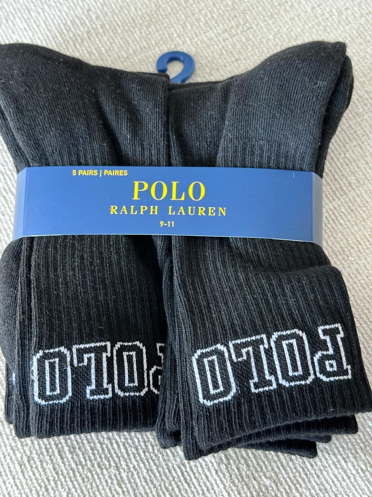 RY32 Polo RL 男童 黑色POLO襪5對