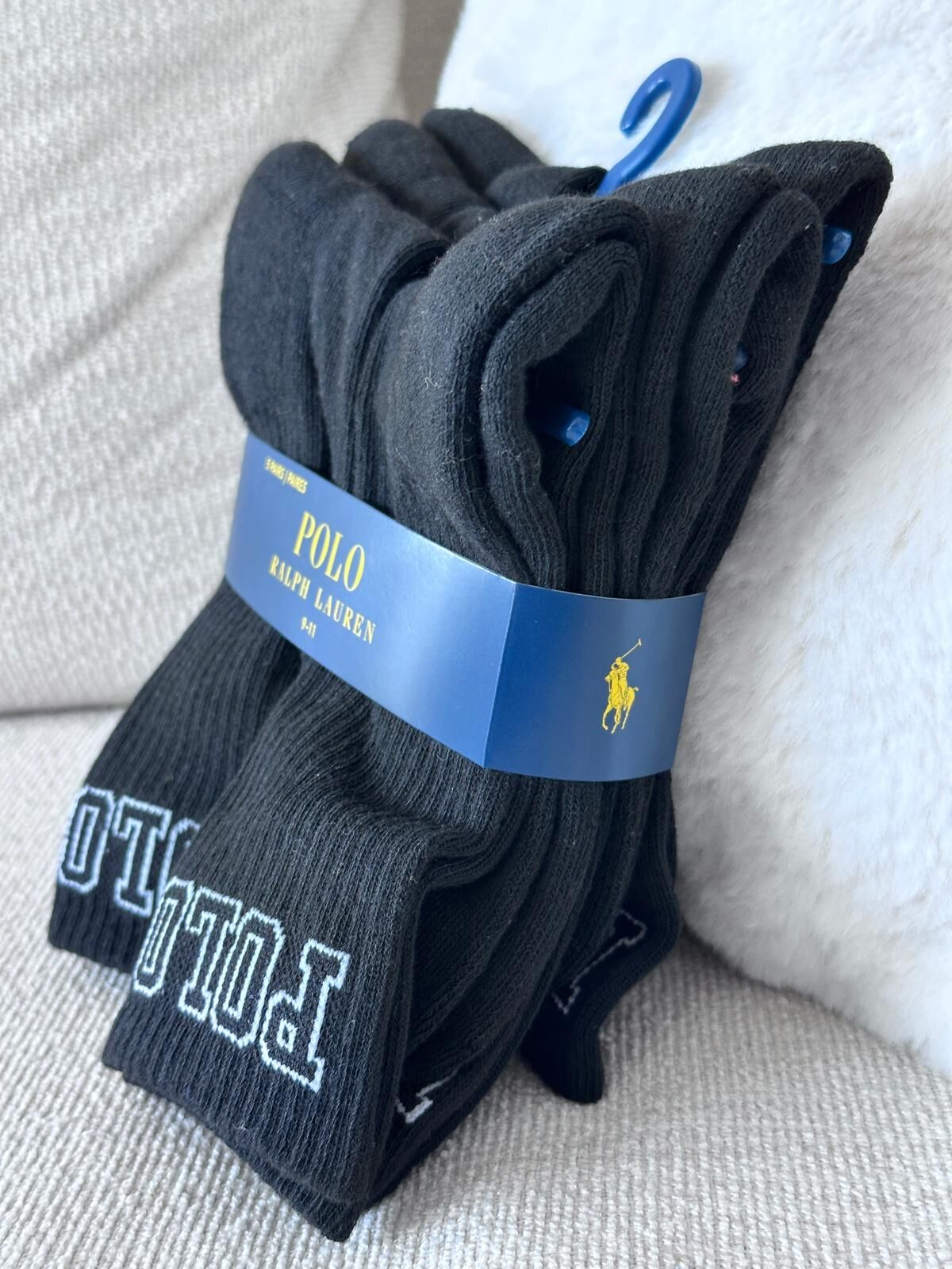 RY32 Polo RL 男童 黑色POLO襪5對