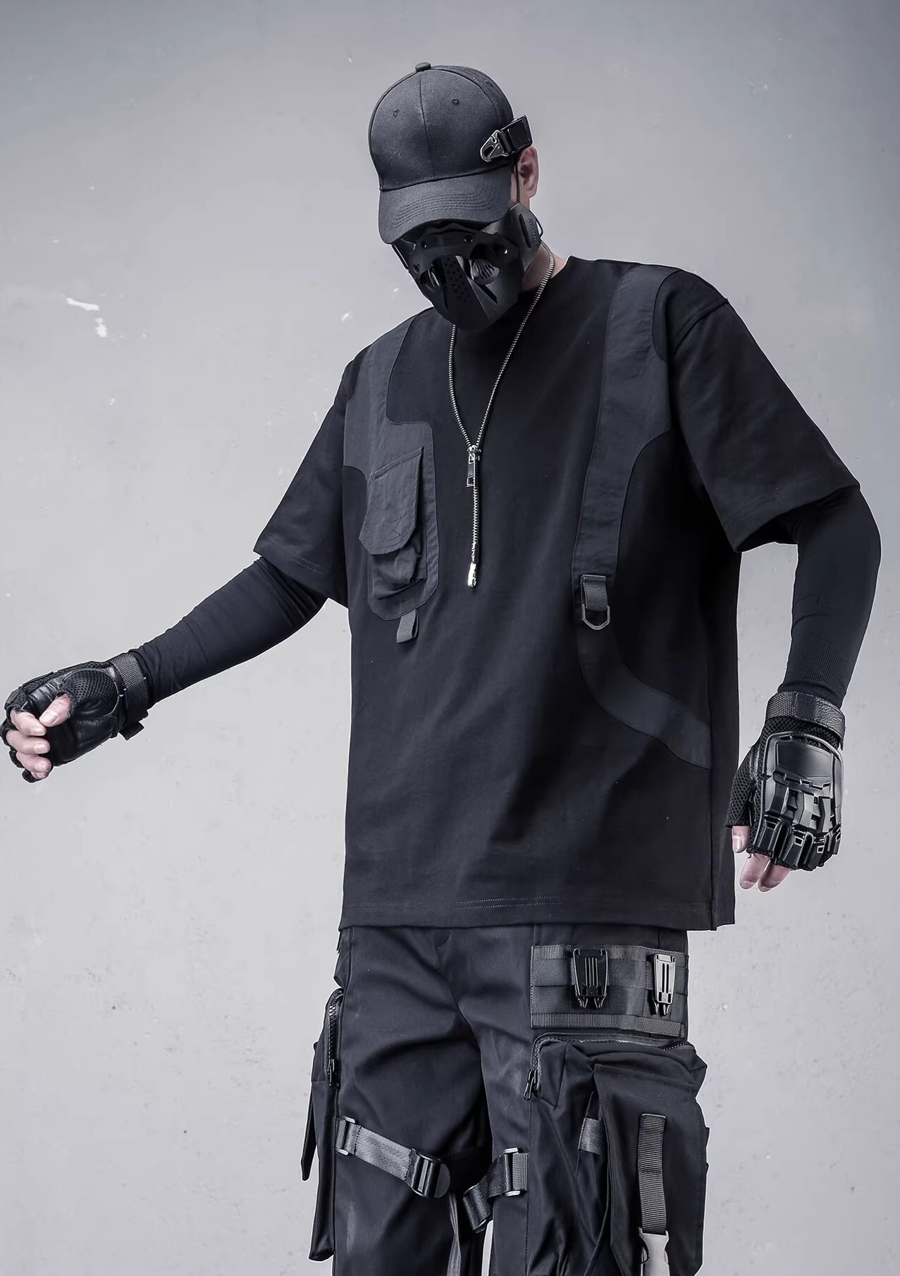 𝙏𝙀𝘾𝙃𝙒𝙀𝘼𝙍 機能拼接工裝立體口袋袖T