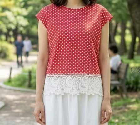韓國波點拼Lace top ~156AJ
