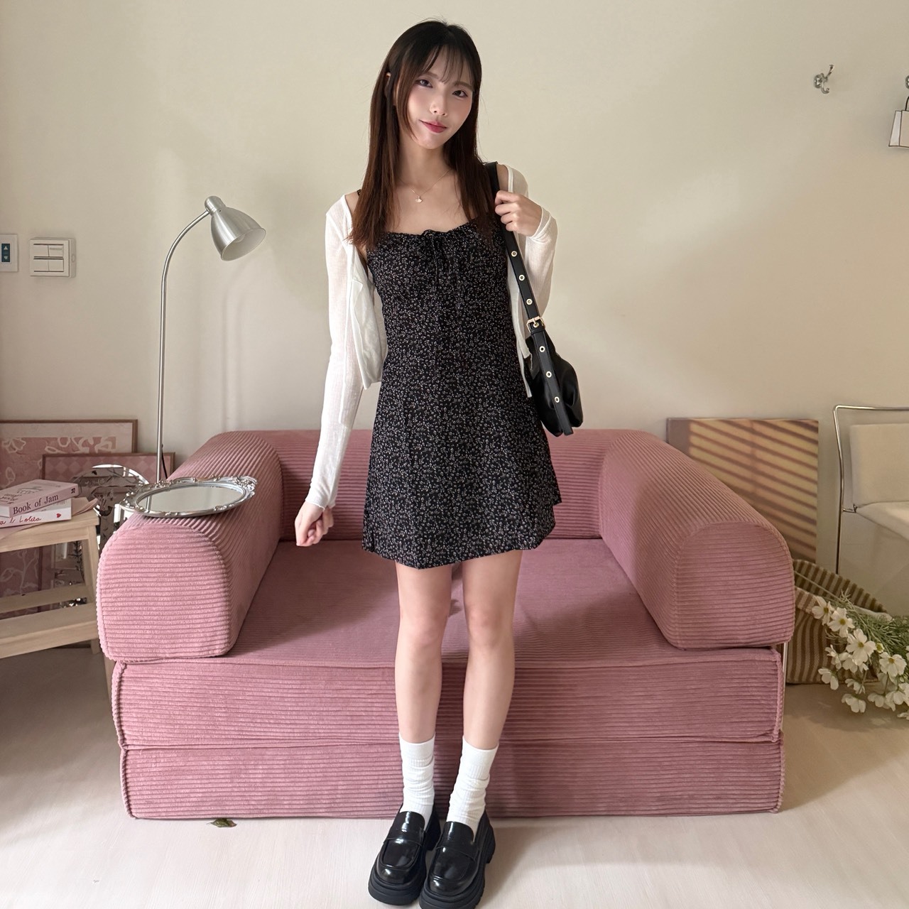 2537 韓系小碎花吊帶短洋（Ｒ）