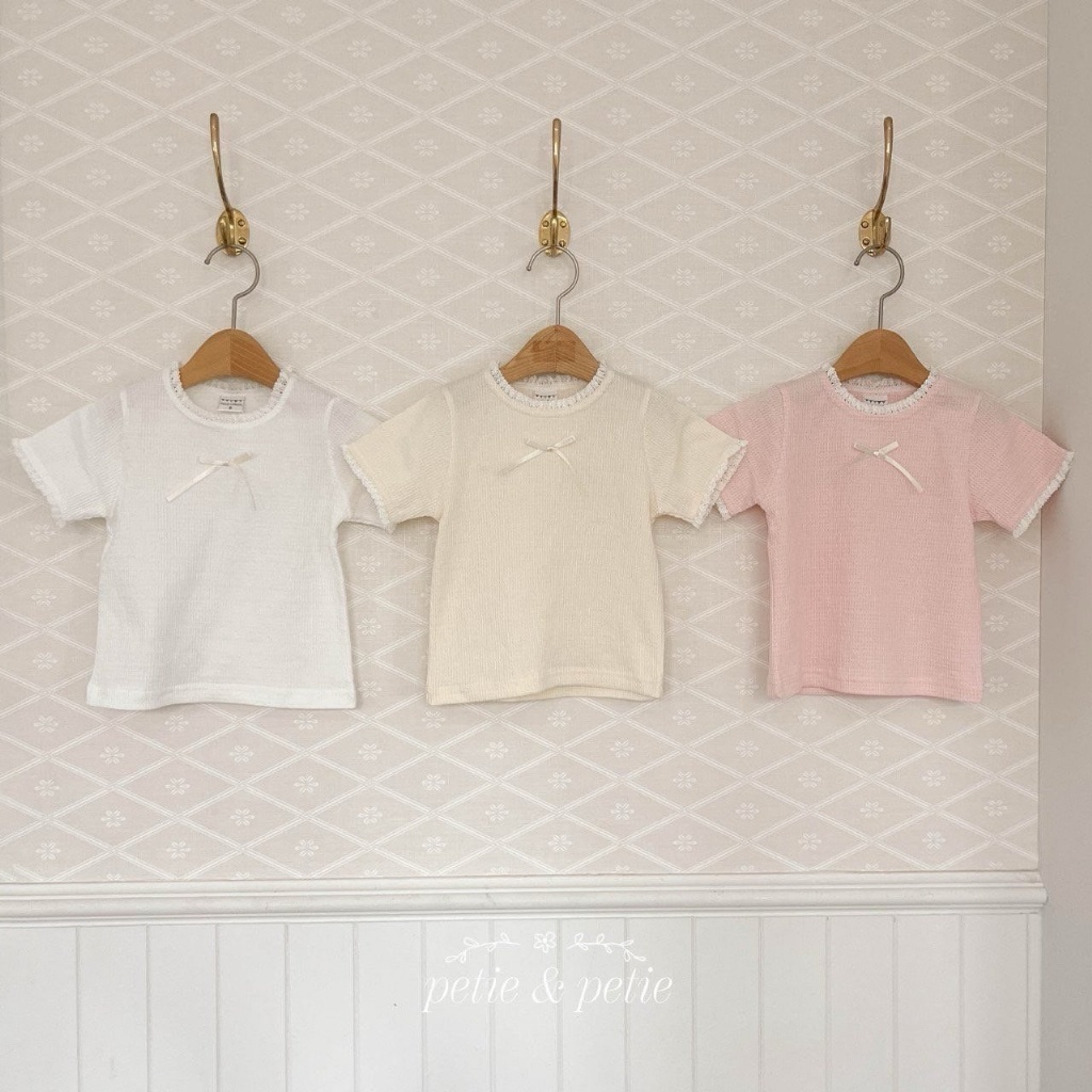 正韓夏Petitpetit 三色緞帶蝴蝶結上衣