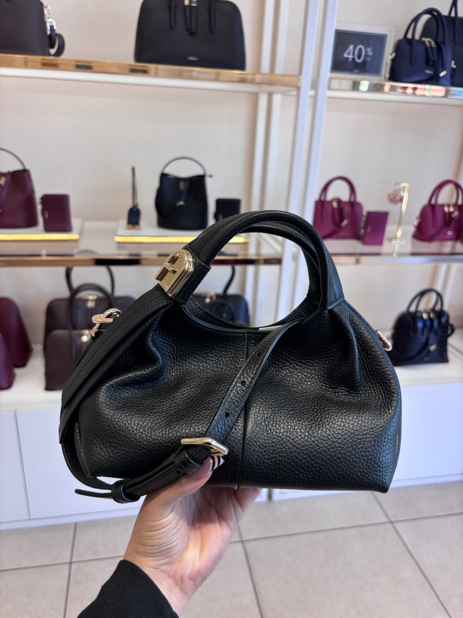 【預購】FURLA H040483 荔枝紋牛皮迷你手提斜背波士頓包