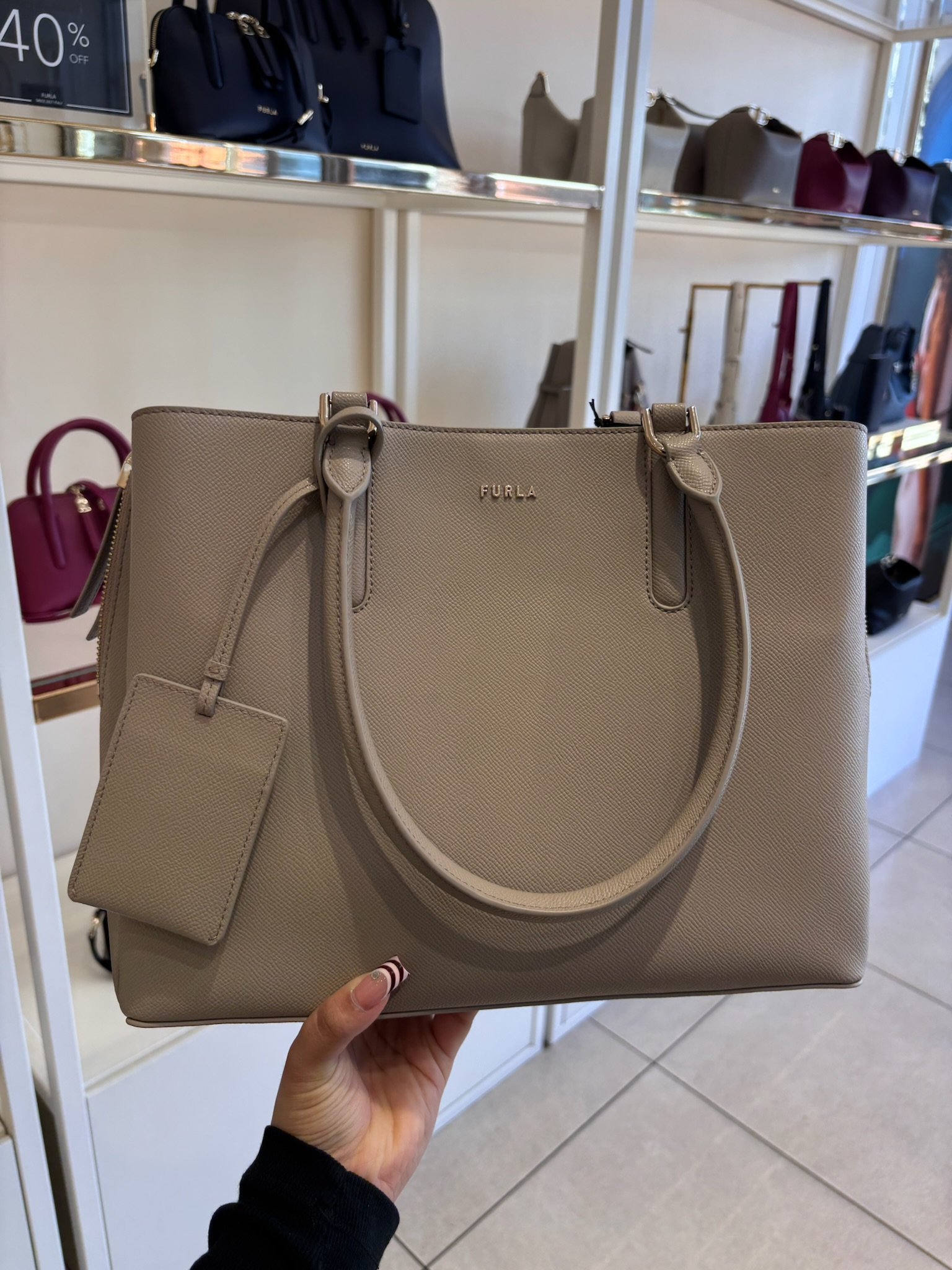 【預購】FURLA H040485 防刮十字紋牛皮手提托特包