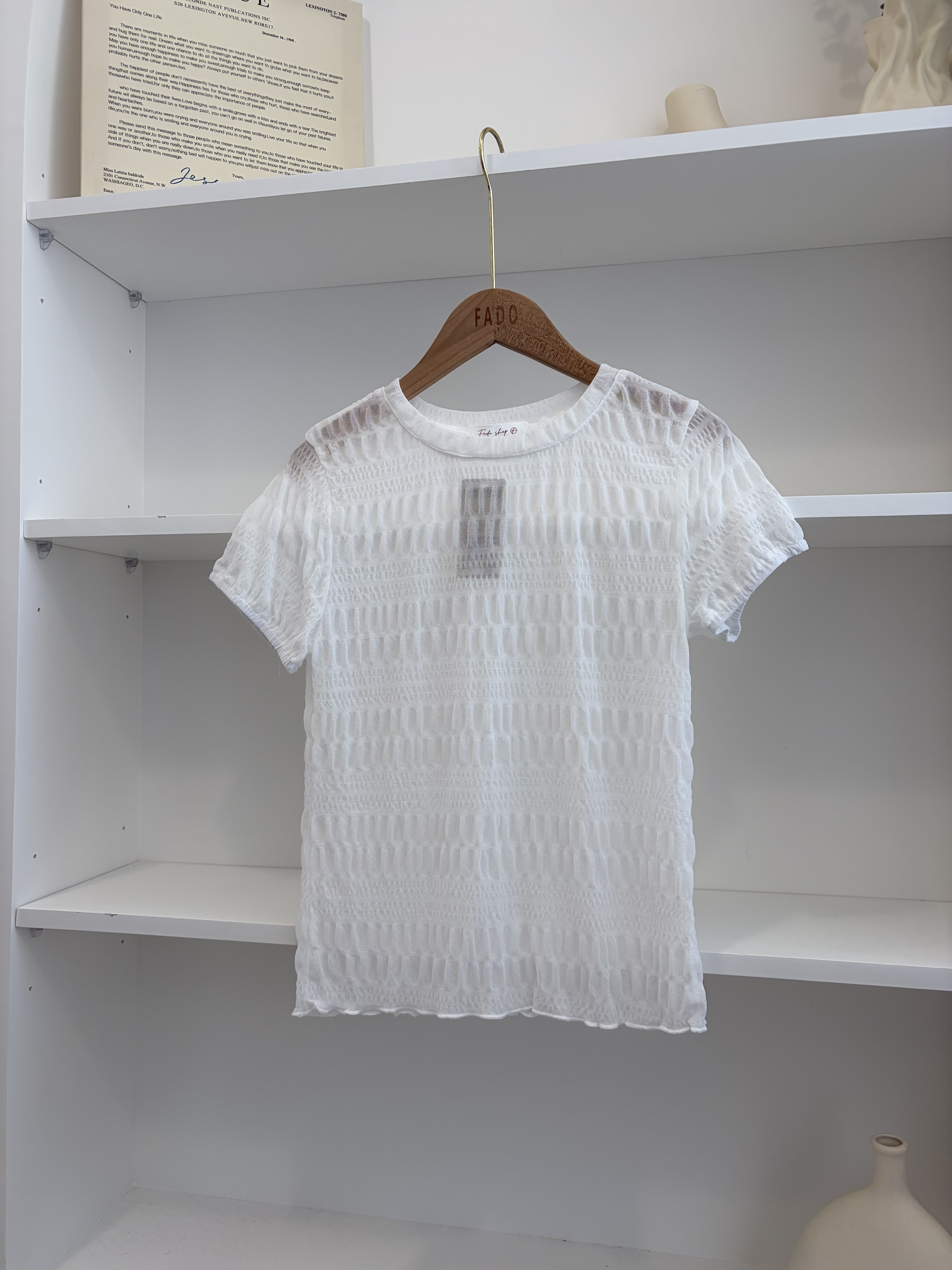 法朵Fado shop｜泡泡格透膚圓領上衣 0315003 四色