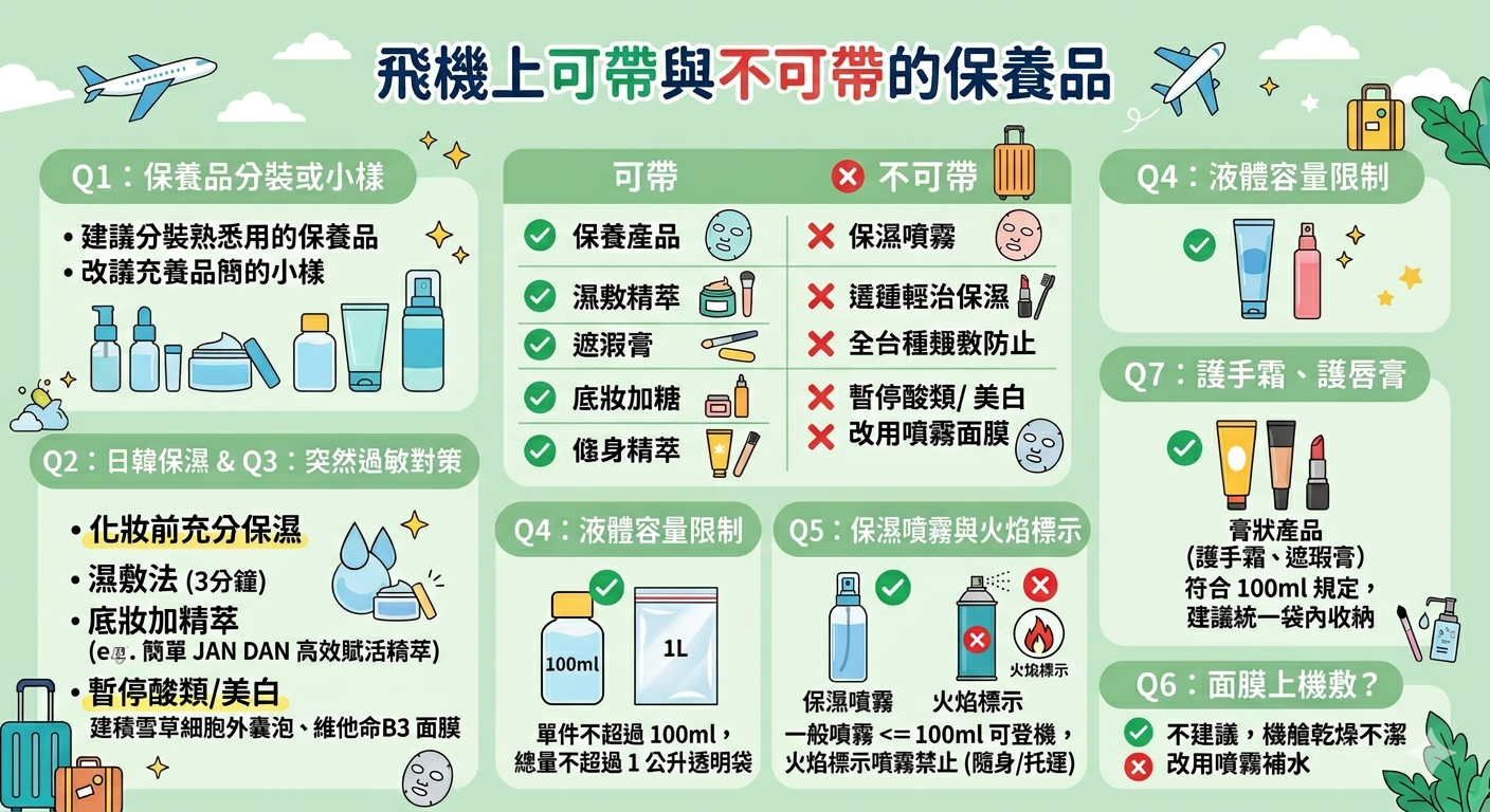 上飛機可以帶哪些保養品?哪些不能帶?
