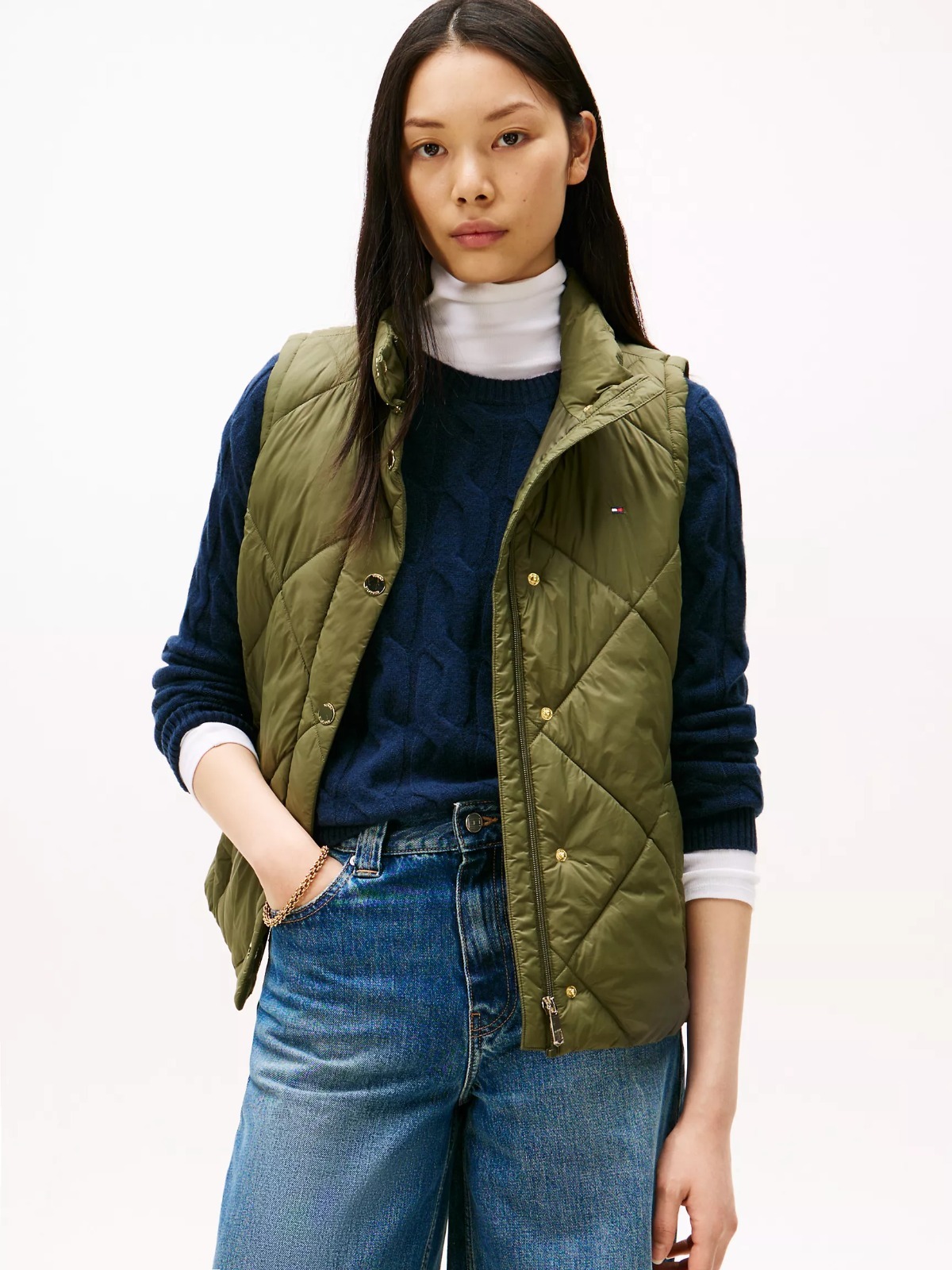 RY61 Tommy 墨綠色夾棉背心外套 Padded Quilted Vest