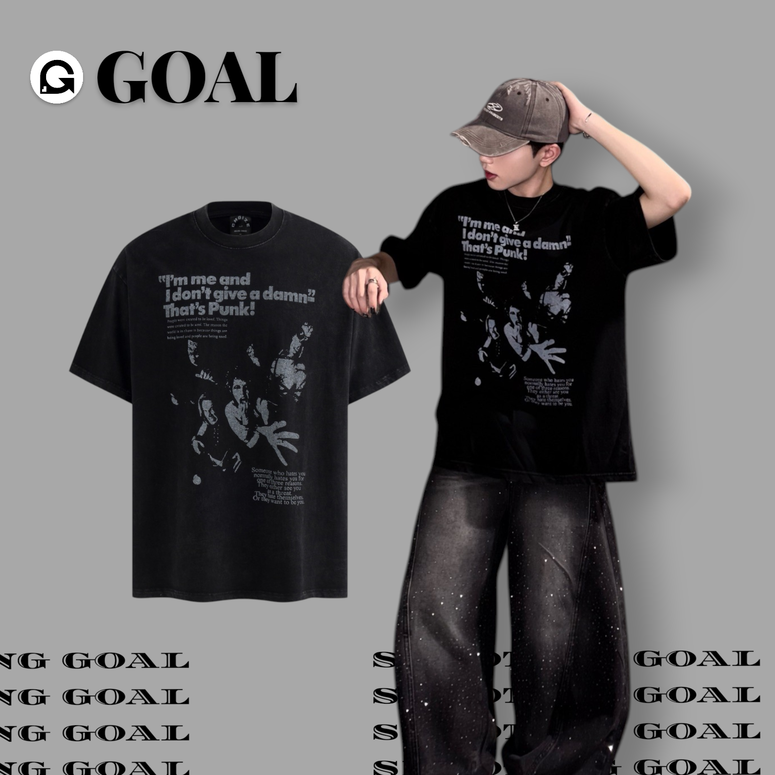 (GOAL) CHOIZE 美式重磅水洗做舊短T H776