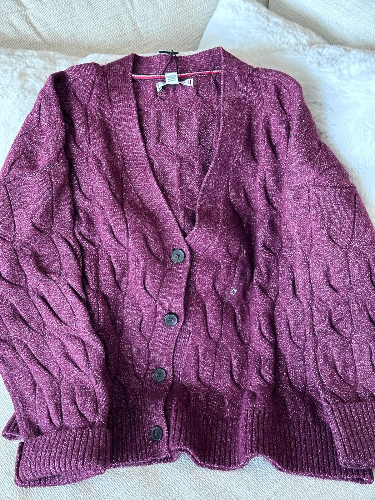 RY63 Tommy 酒紅色 針織開胸外套