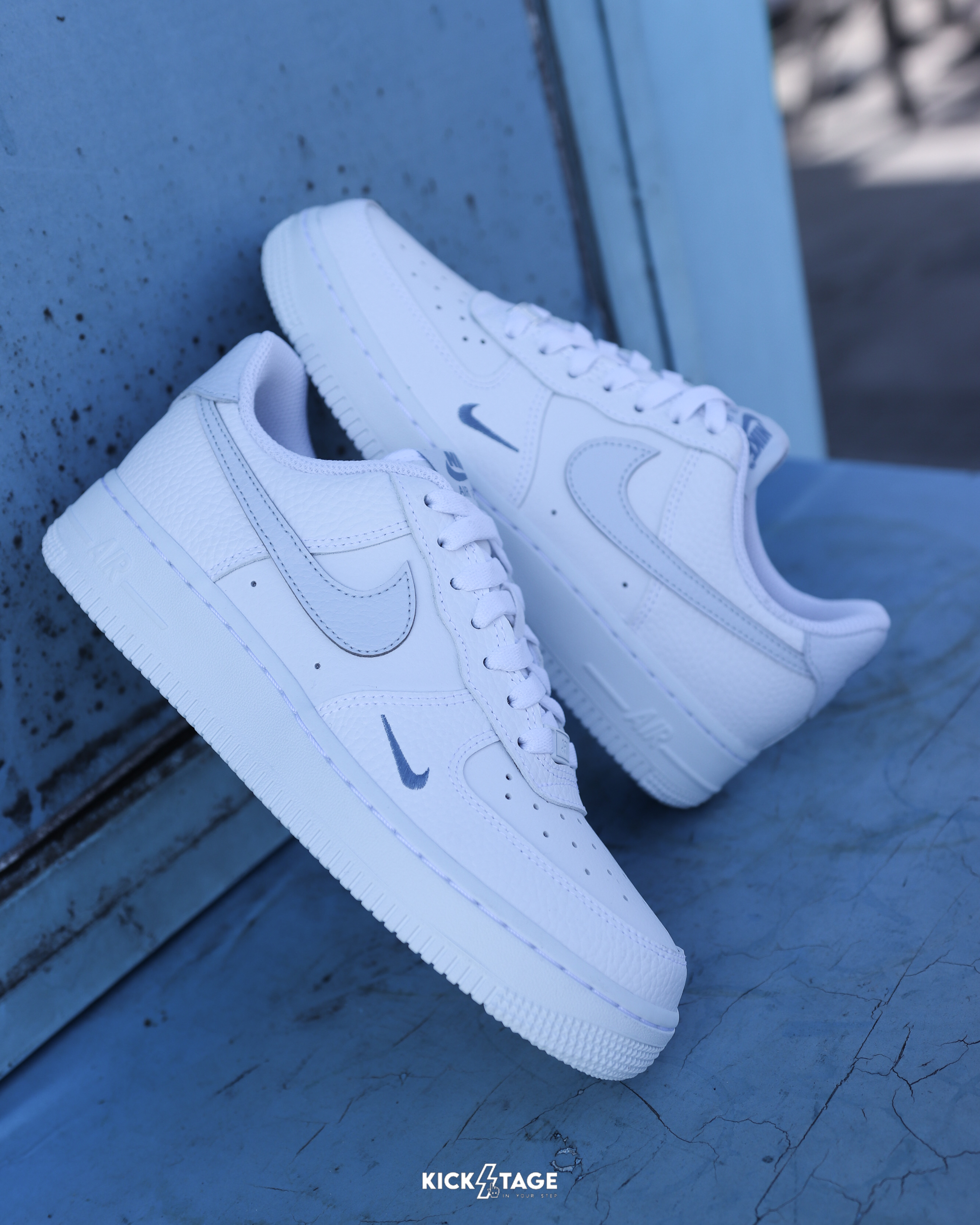 女鞋 NIKE W AIR FORCE 1 白藍 寶寶藍 荔枝皮 刺繡 小勾 休閒鞋【HV2511-100】AF1 WAF1